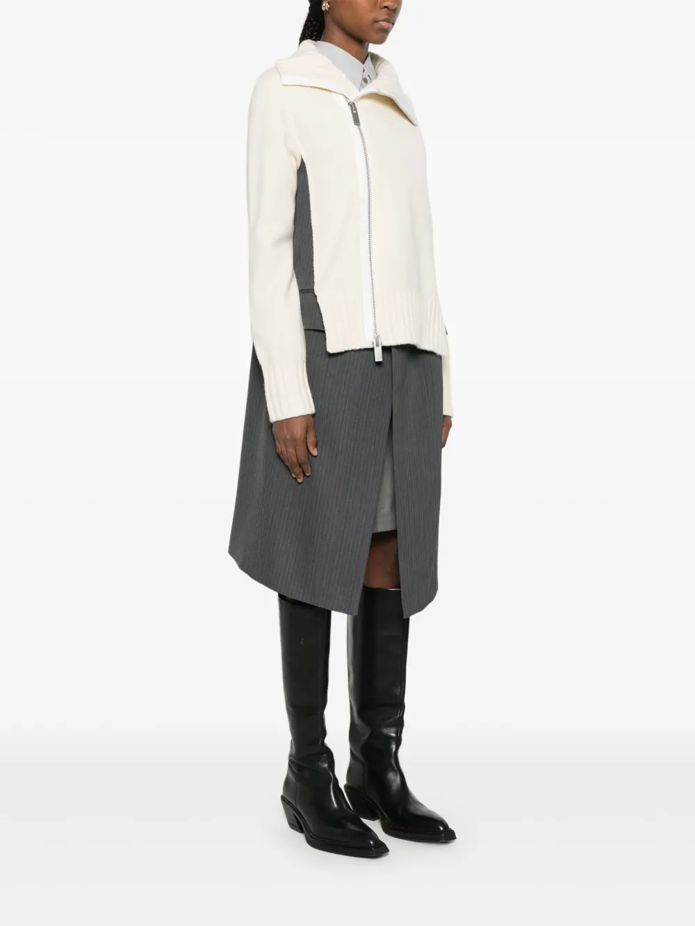 Sacai Jacke mit Kontrasteinsätzen Grau Damen