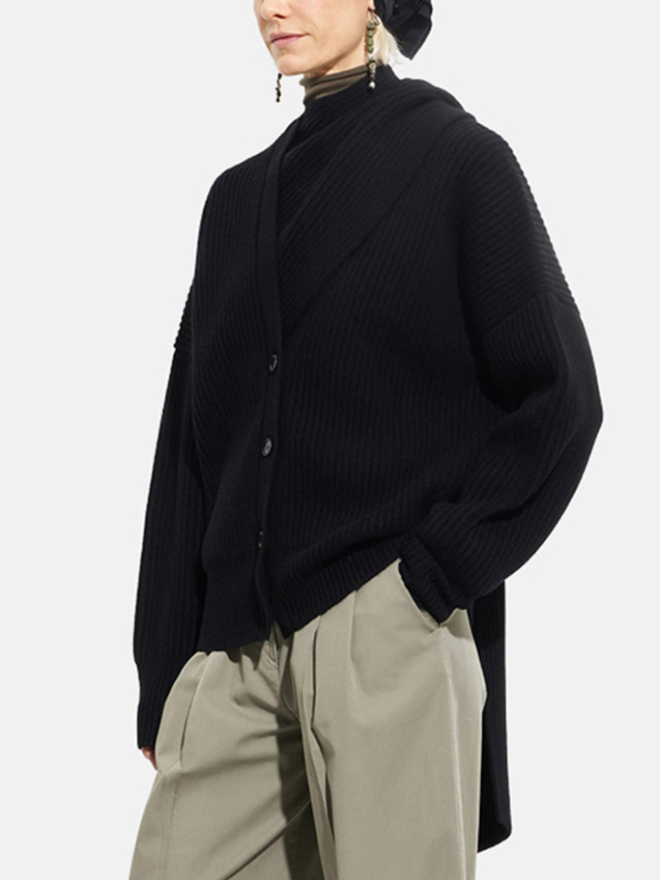 Christian Wijnants Khrami Scarf Oversized Cardigan Schwarz Damen