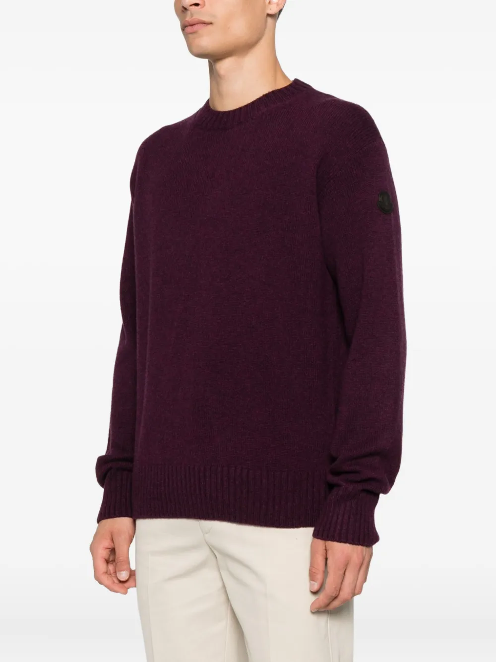 Moncler Logo Patch Sweater Purple Men Moncler Logo Patch Sweater Purple Men