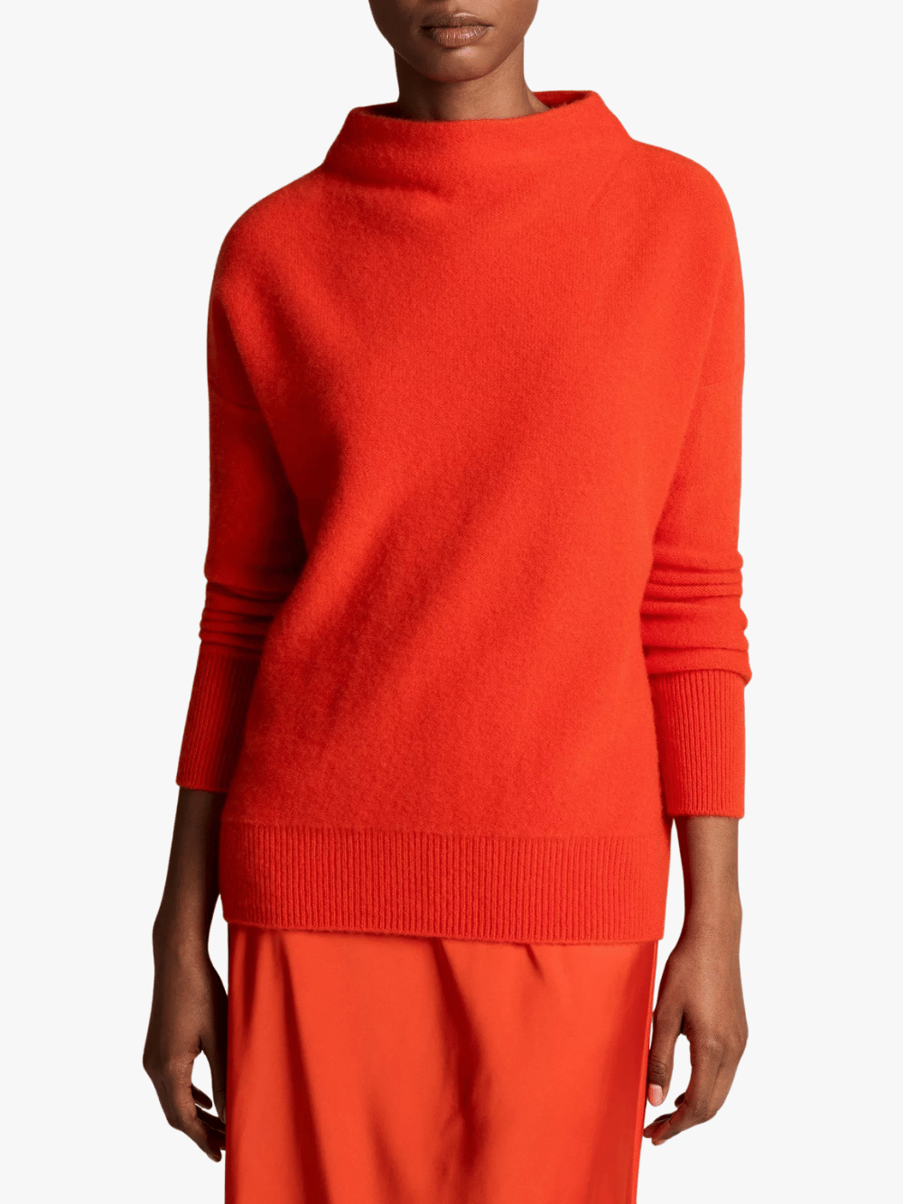 Vince Plush Cashmere Funnel-Neck Pullover Crimson Damen