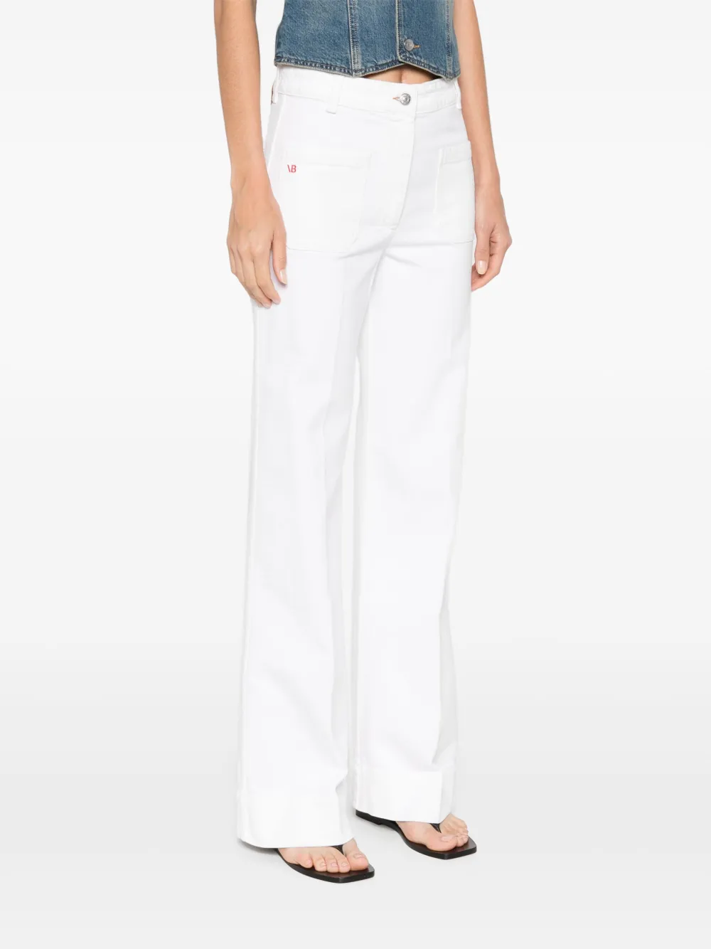 Victoria Beckham Jeans mit Logo-Detail Weiß Damen
