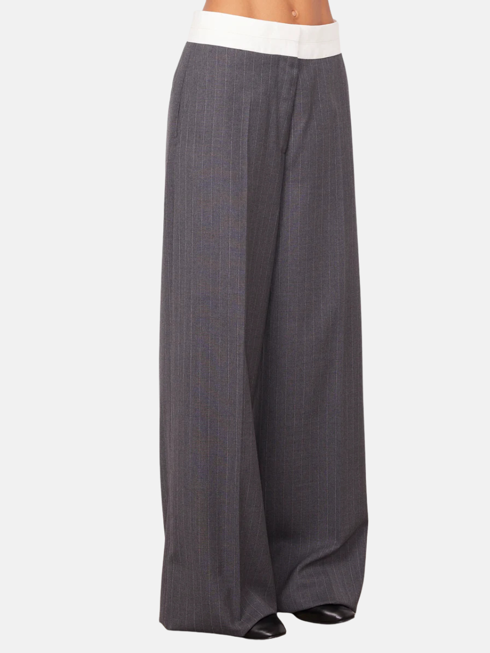 Officine Générale Rosa Pants Mid-Heather-Grey & Ecru Women's Wool Pants