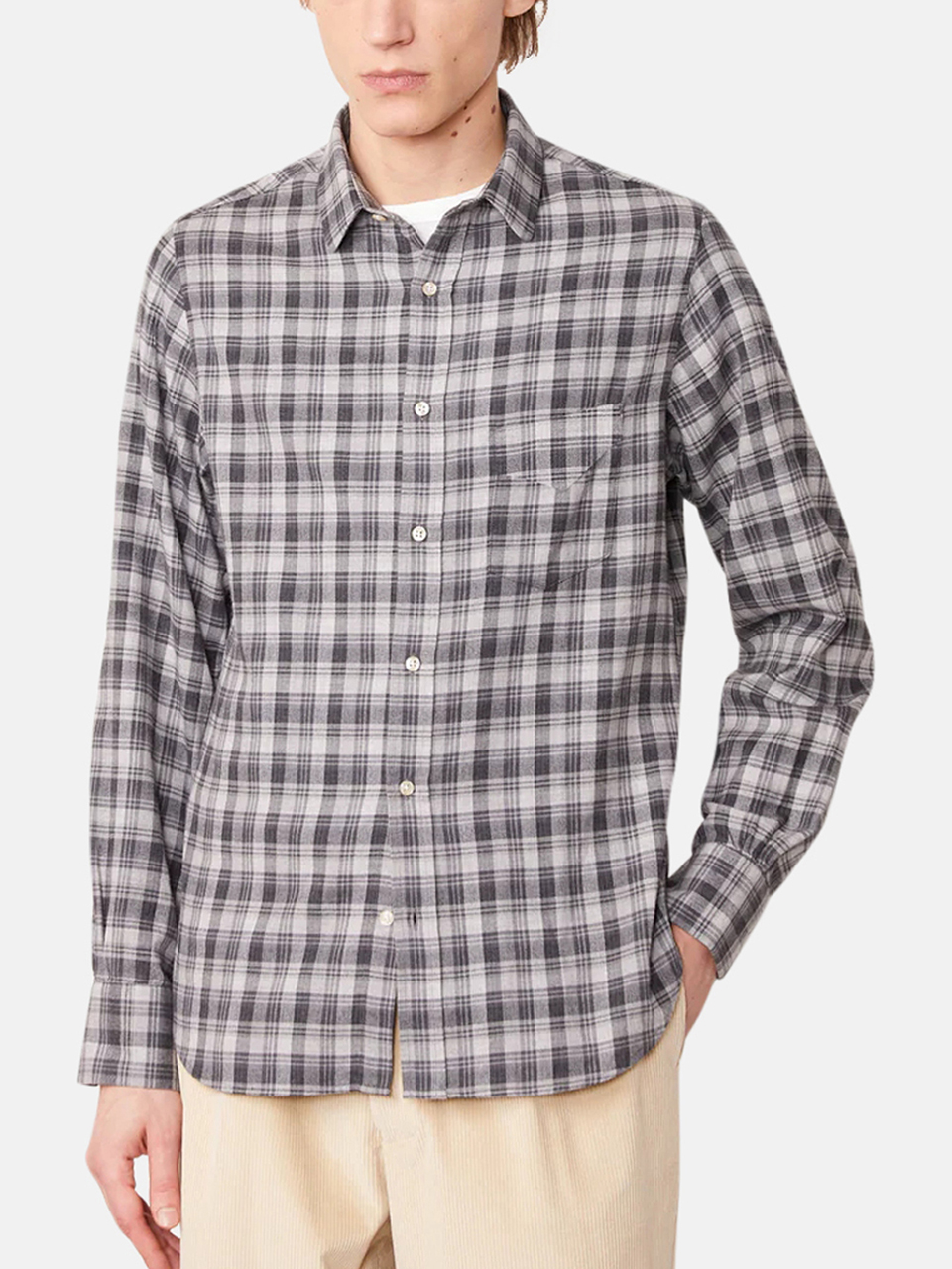 Officine Générale Lipp Shirt Cotton Gray Men's