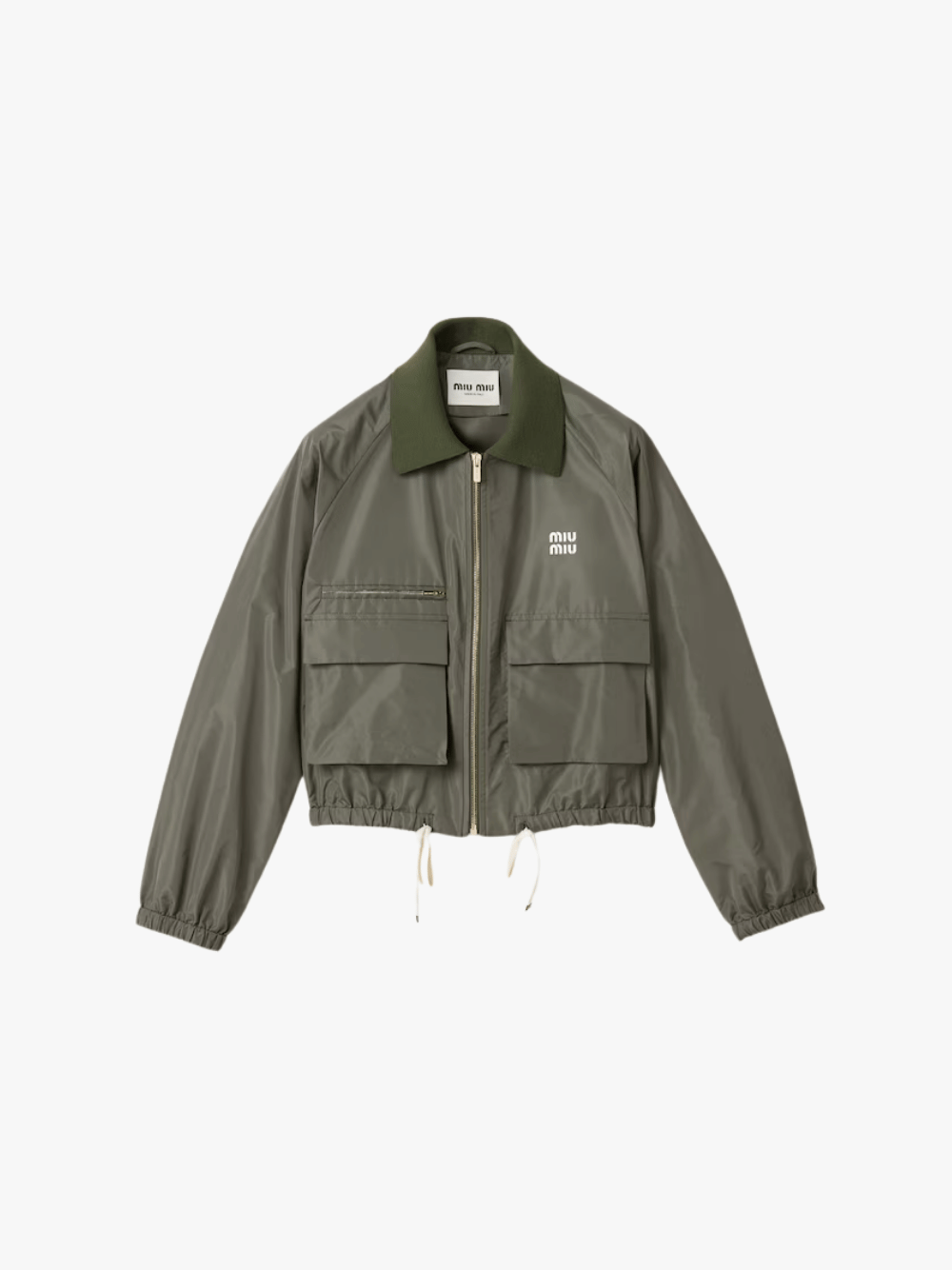 Miu Miu Green Women's Technical Fabric Bomber Jacket