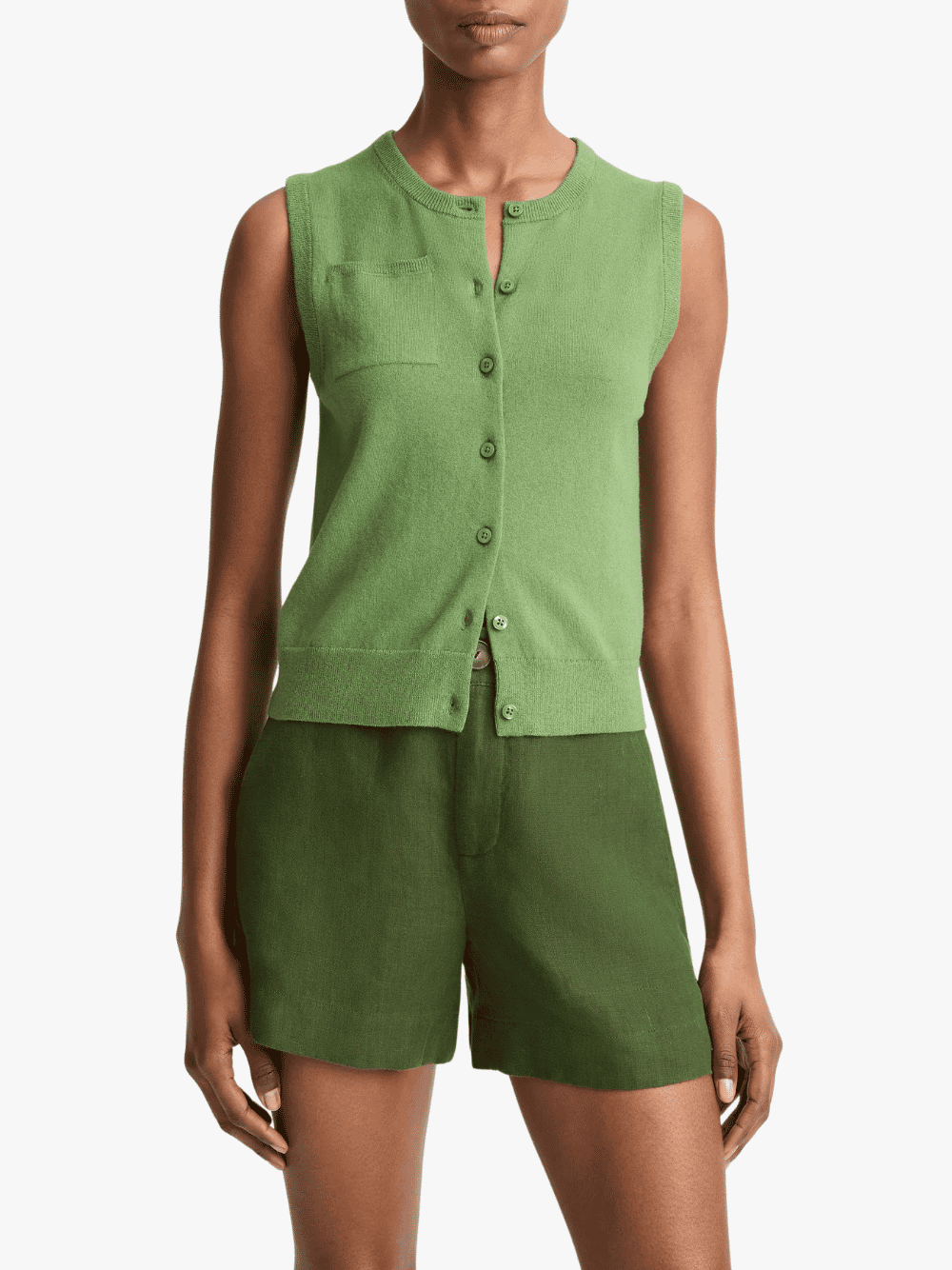 Vince Cotton and Cashmere-Blend Button-Front Shell Garden Damen