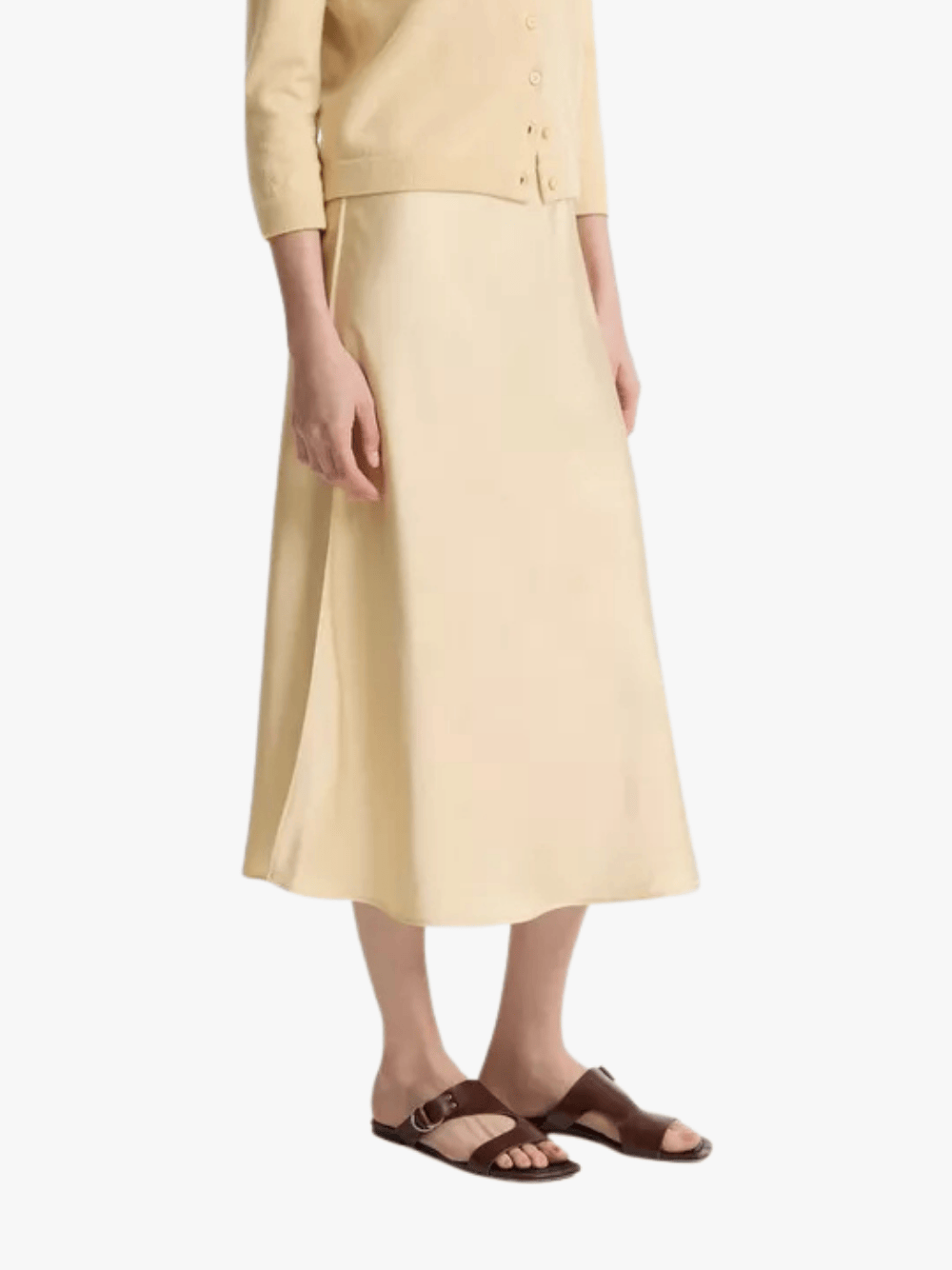 Vince Matte Satin Slip Skirt Chamomile Yellow Womens