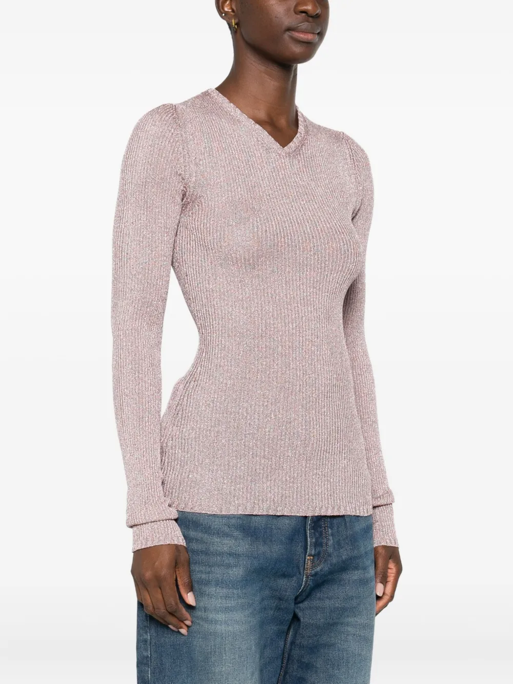 Miu Miu Pullover mit Lurex-Detail Rosé Damen