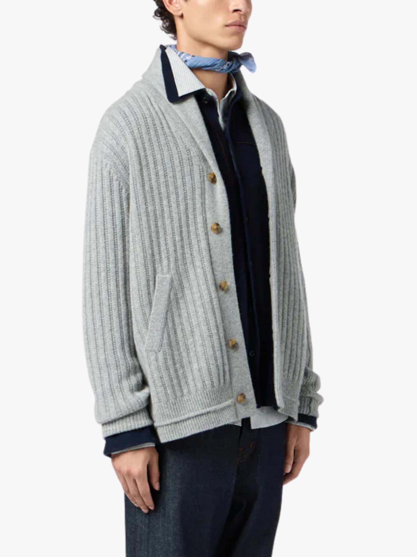 Guest in Residence Knitted Cardigan Varsity Heather Gray Men's