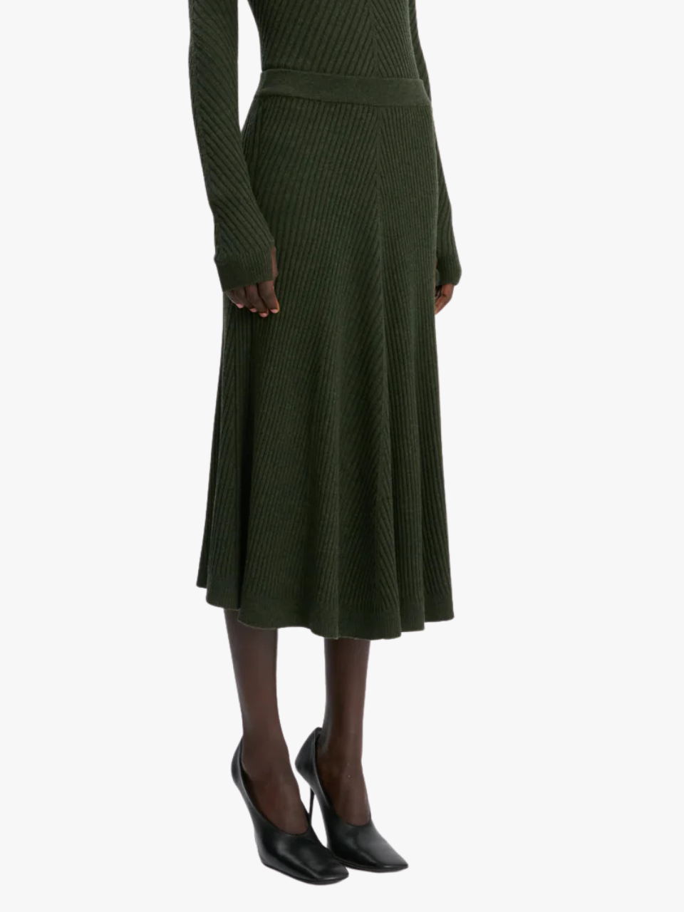Victoria Beckham Strick-Midi-Rock Oregano Grün Damen