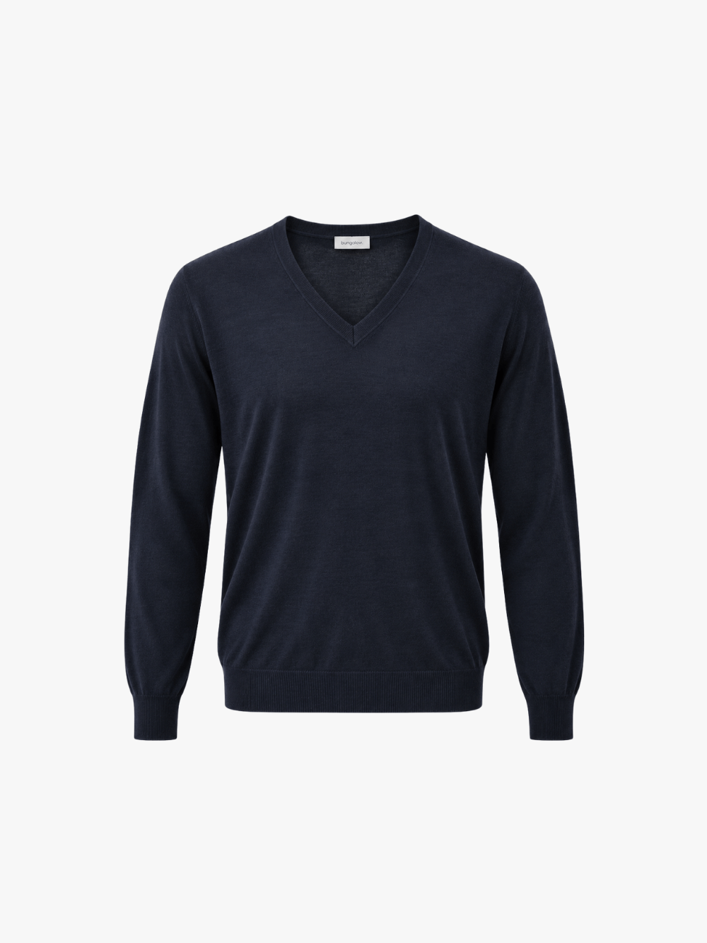 Bungalow cashmere sweater with V-neck in navy blue for men