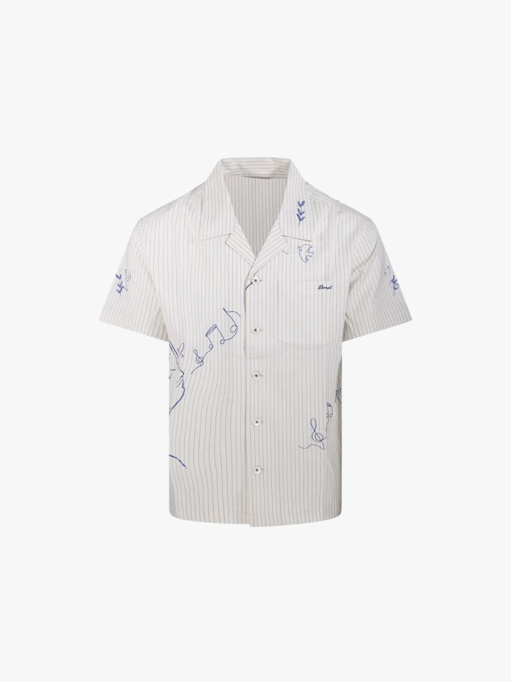 DUNST Gestreiftes Besticktes Hemd Weiß Herren