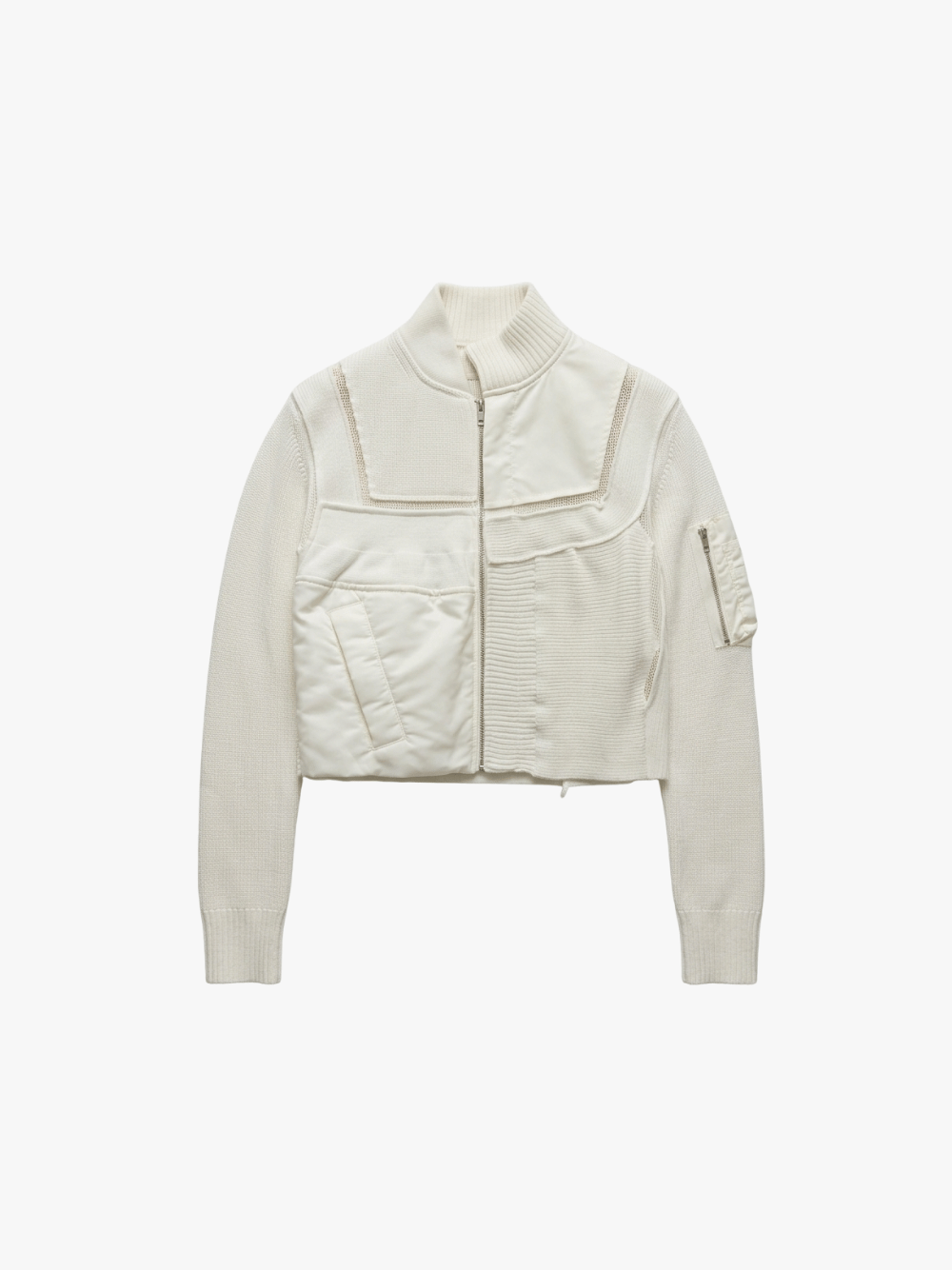 Sacai Nylon Twill x Knit Blouson Jacke Off White Cream Damen