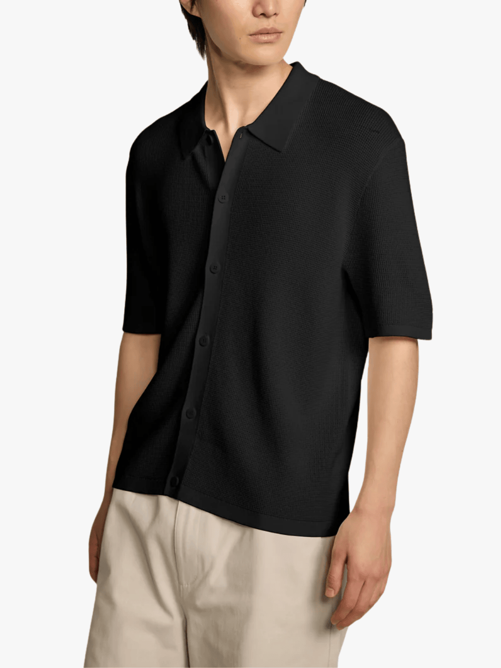 Kiefermann Laudrius Modernes Strickhemd aus Viskosegarn Schwarz Herren