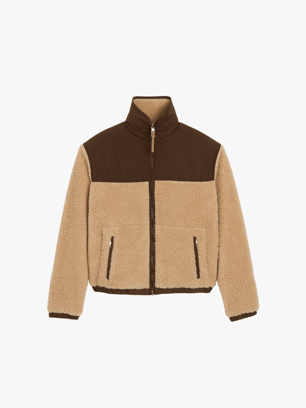Ami Paris Zipped Jacket with Nylon Details Mastic Beige Men's