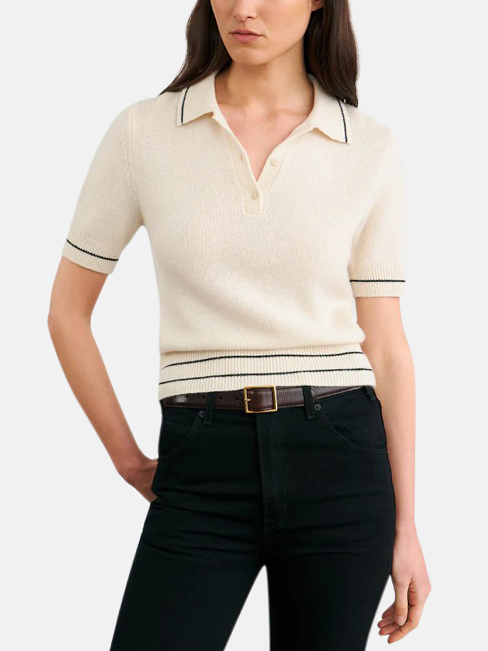 Nili Lotan Carline Polo-Shirt Weiß Damen