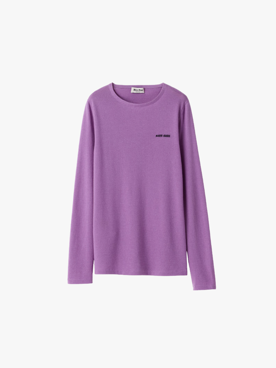 Miu Miu Round Neck Jumper in Cashmere and Silk Purple Women Miu Miu Round Neck Jumper in Cashmere and Silk Purple Women