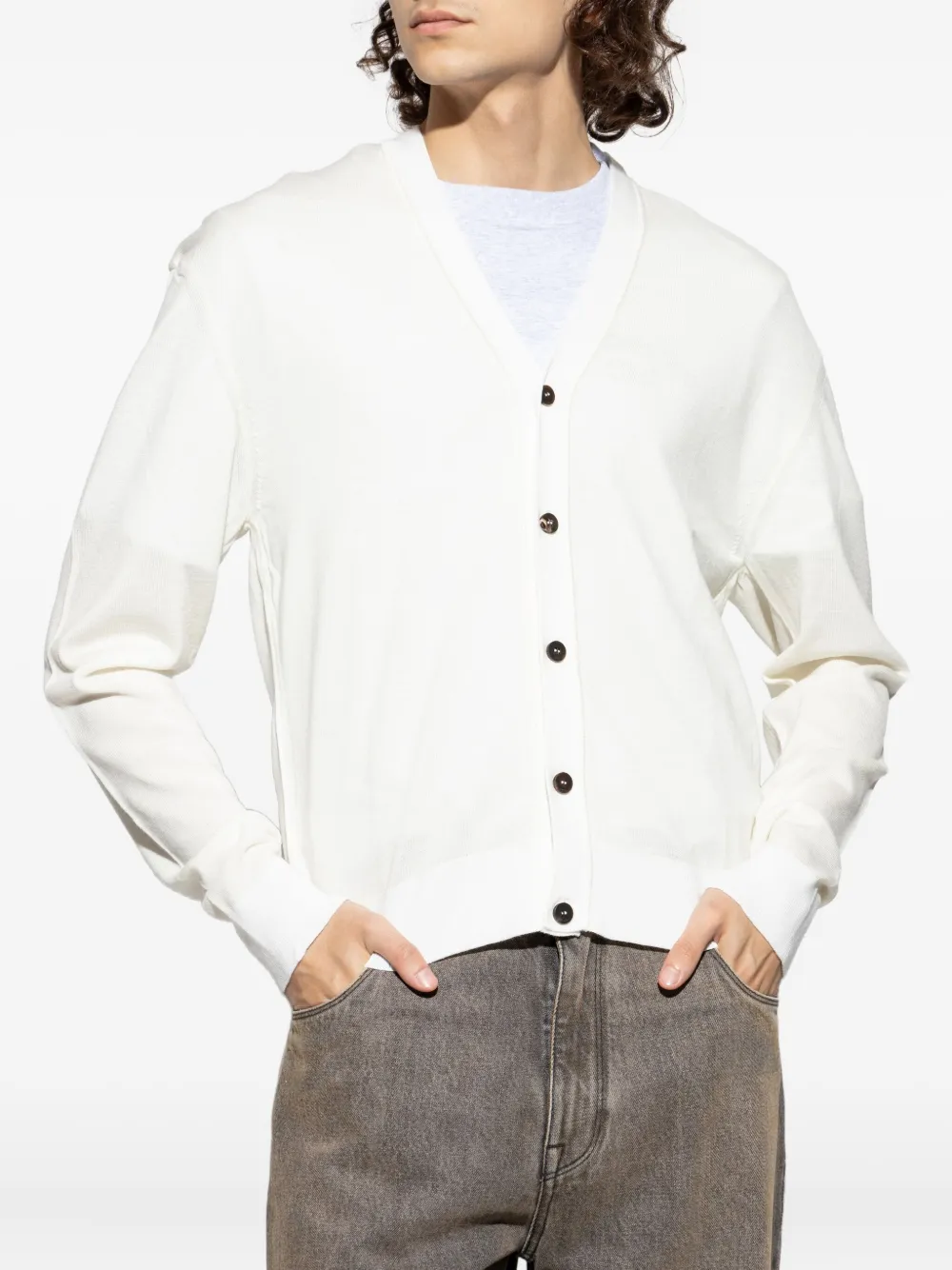 Jacquemus Geknöpfte Strickjacke mit gesticktem Logo Weiß Herren