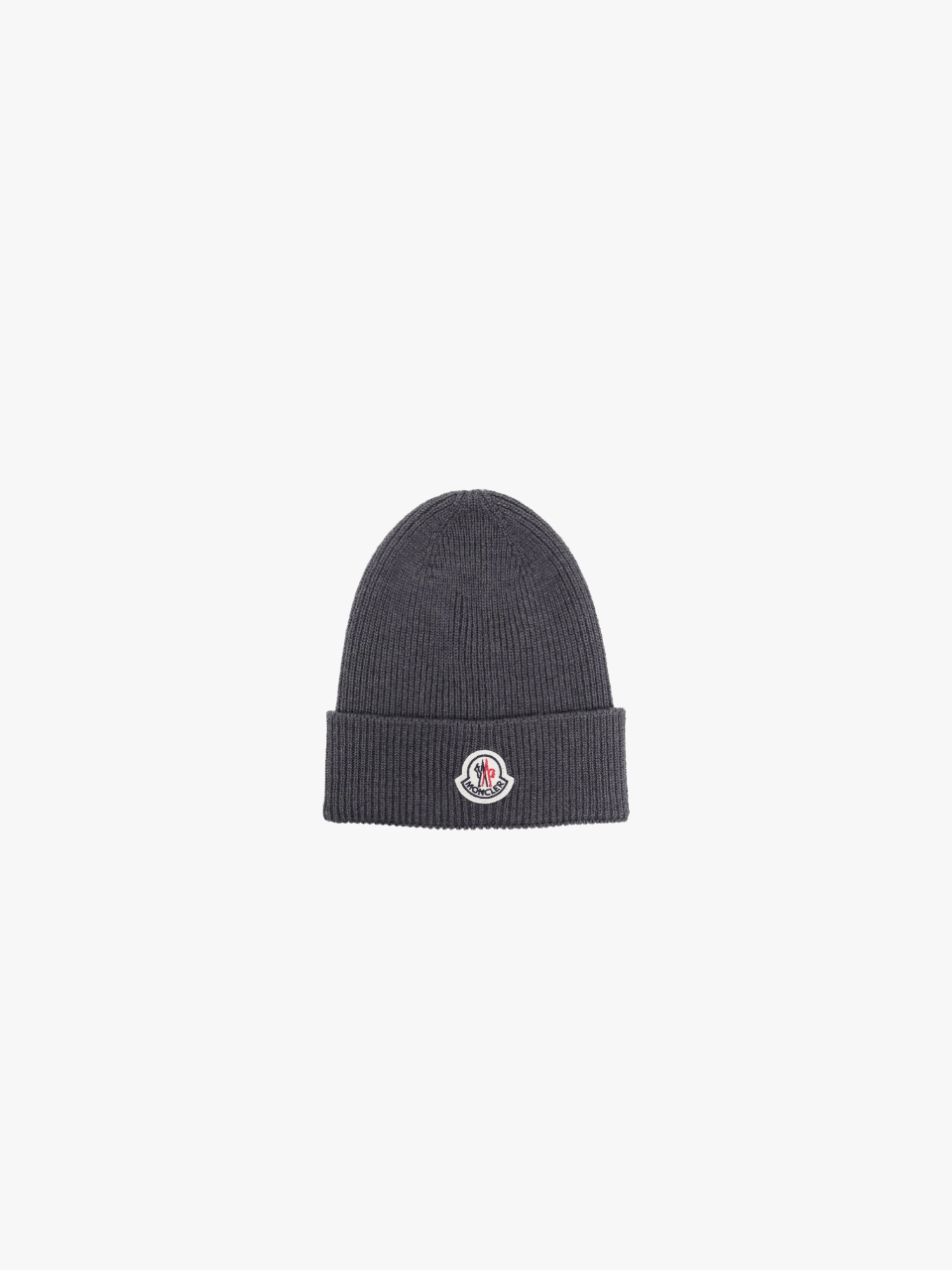 Moncler Strickmütze mit Logo-Patch Grau Herren