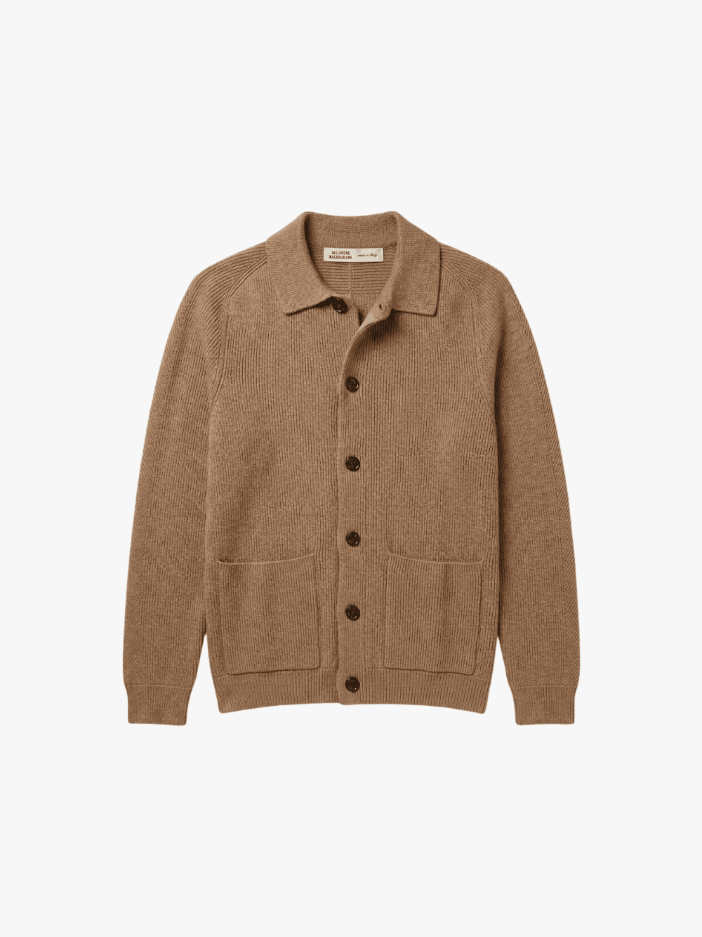 Maurizio Baldassari Strickjacke mit Hemdkragen Beige Herren