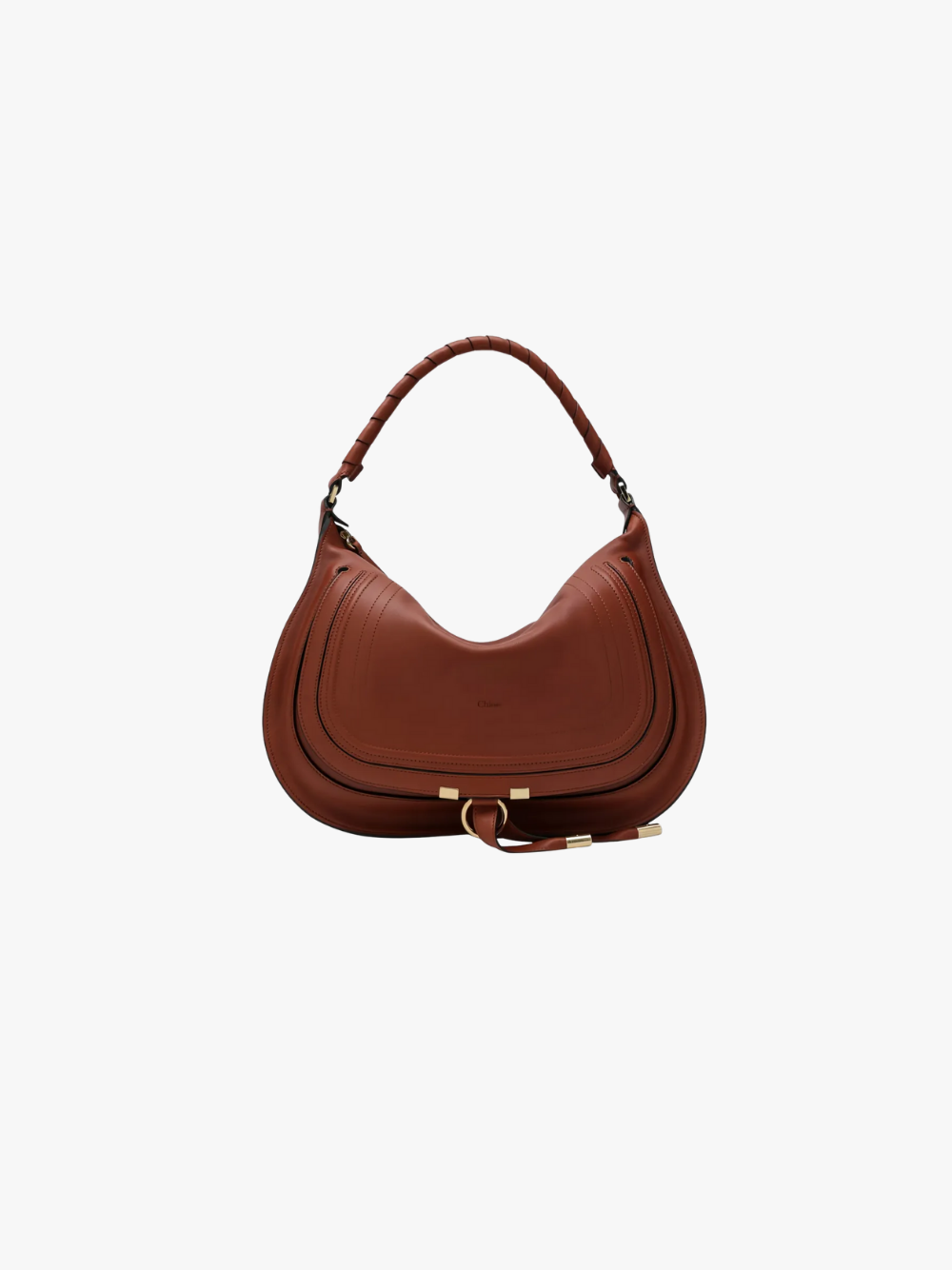 Chloé Marcie shoulder bag with twisted strap, clay brown, women's