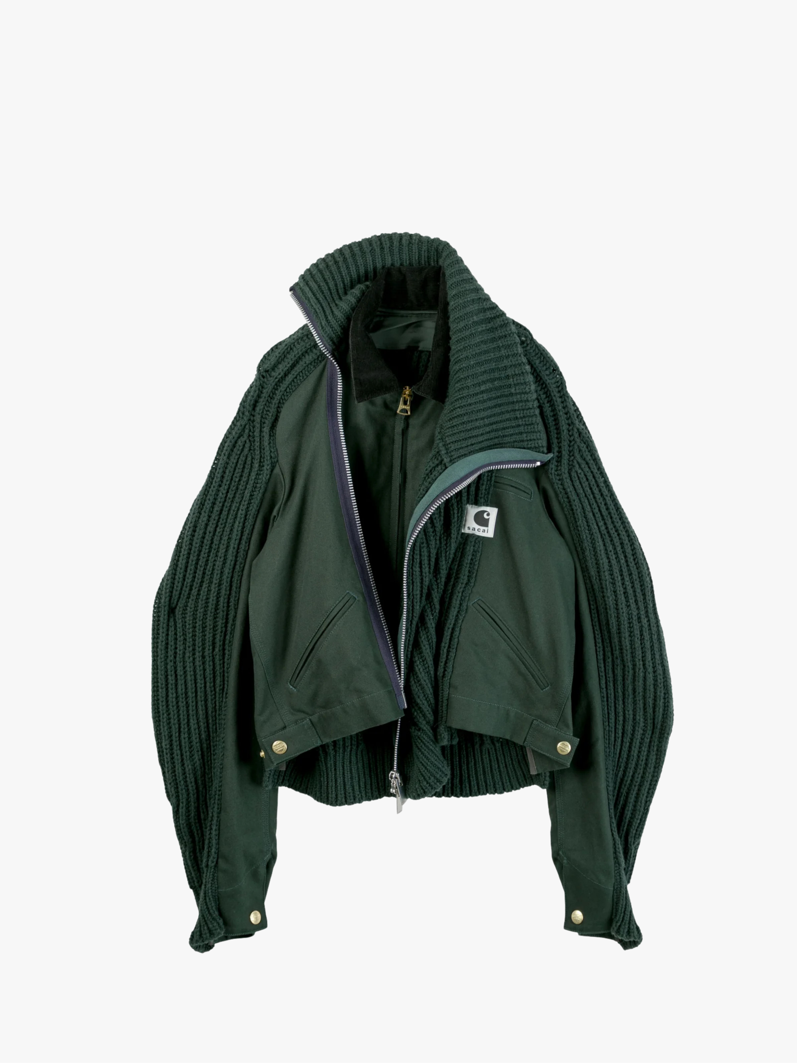 Sacai x Carhartt WIP Duck x Wool Knit Blouson Grün Damen