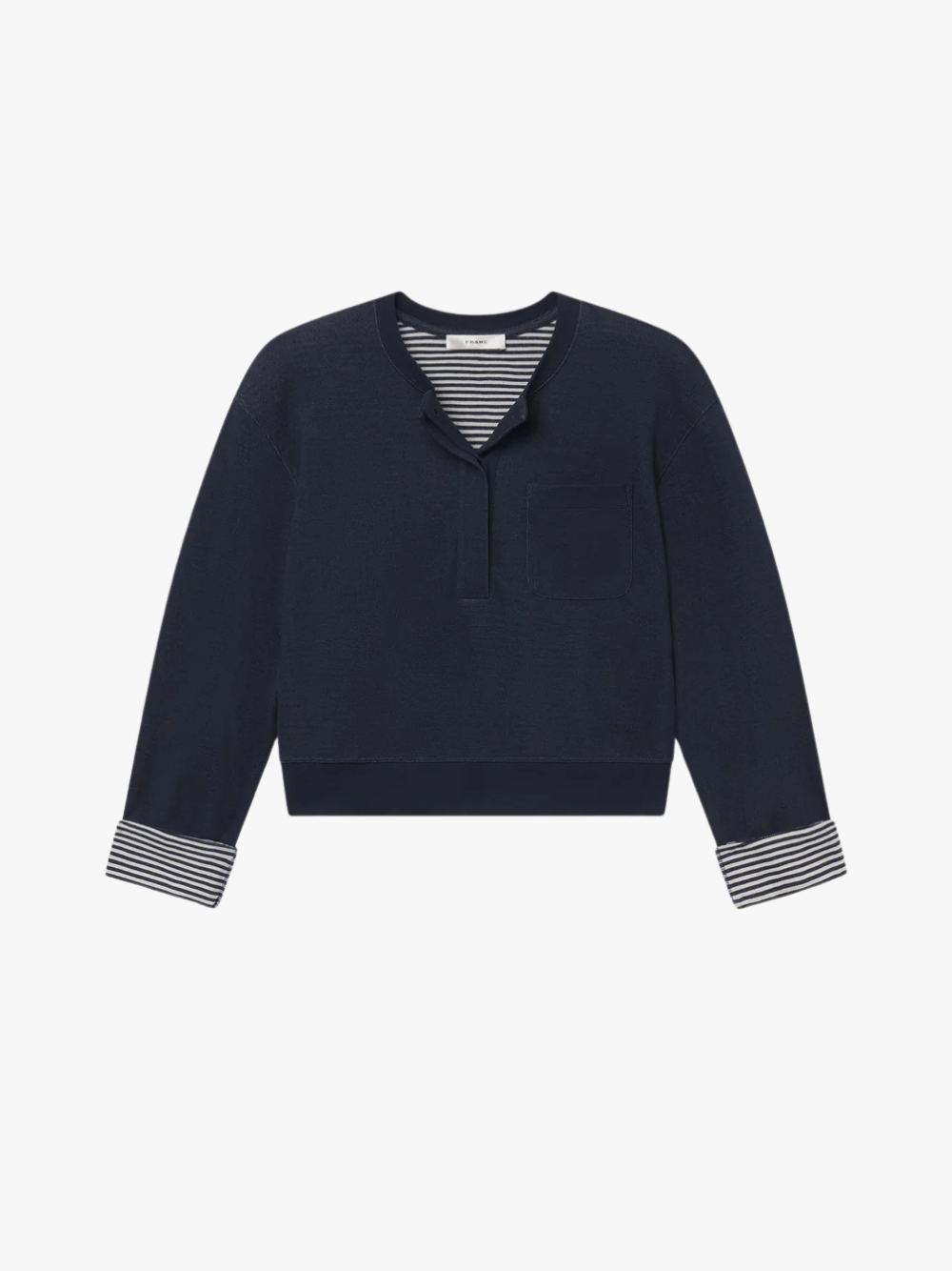 Frame The Stripe Cuff Sweatshirt Navy Damen