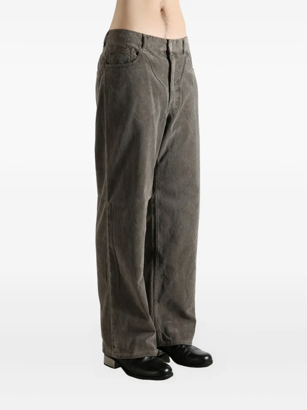Auralee Cordhose mit weitem Bein Braun Herren