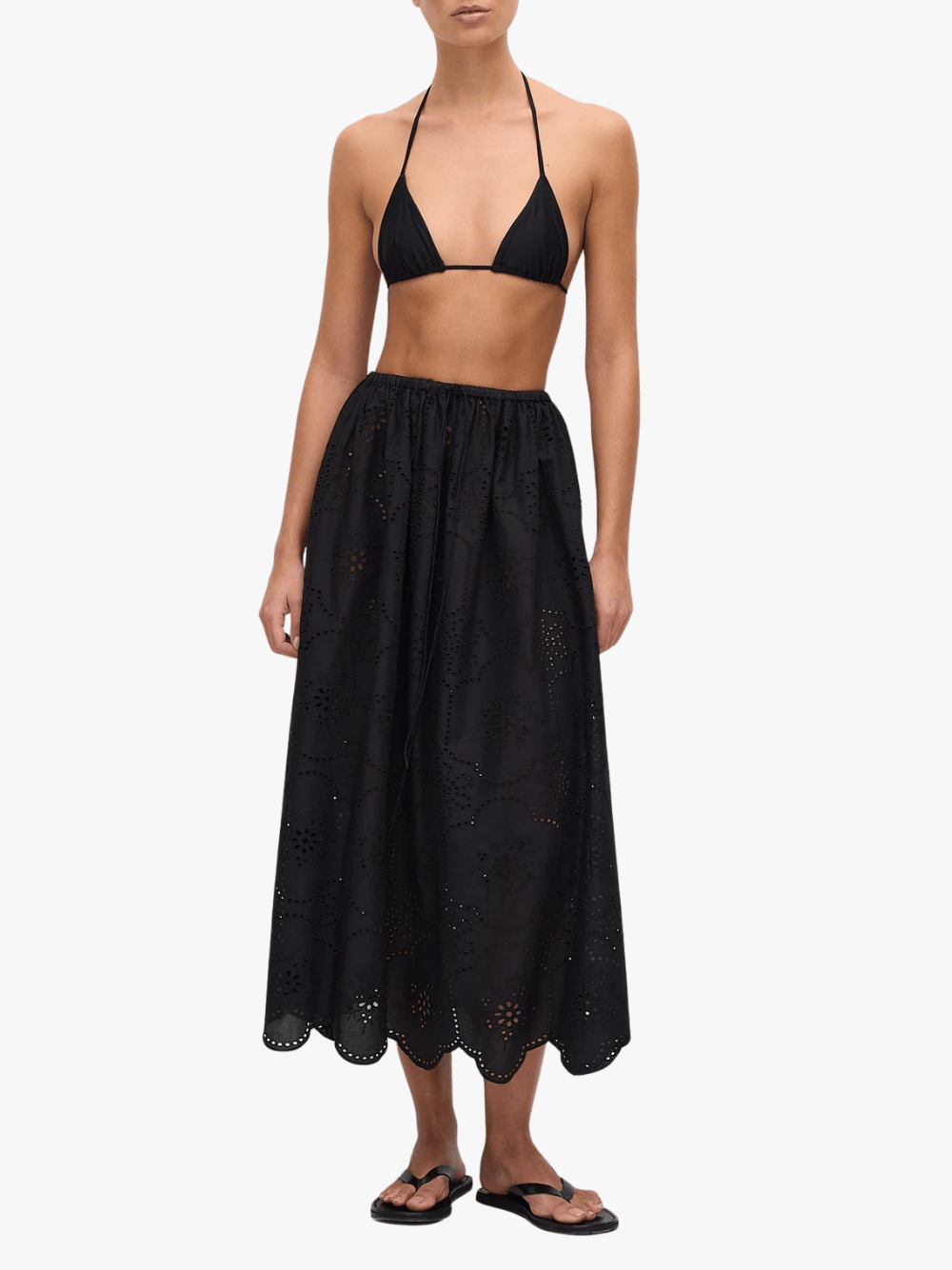 Matteau Broderie Midi Skirt Black Damen Midirock
