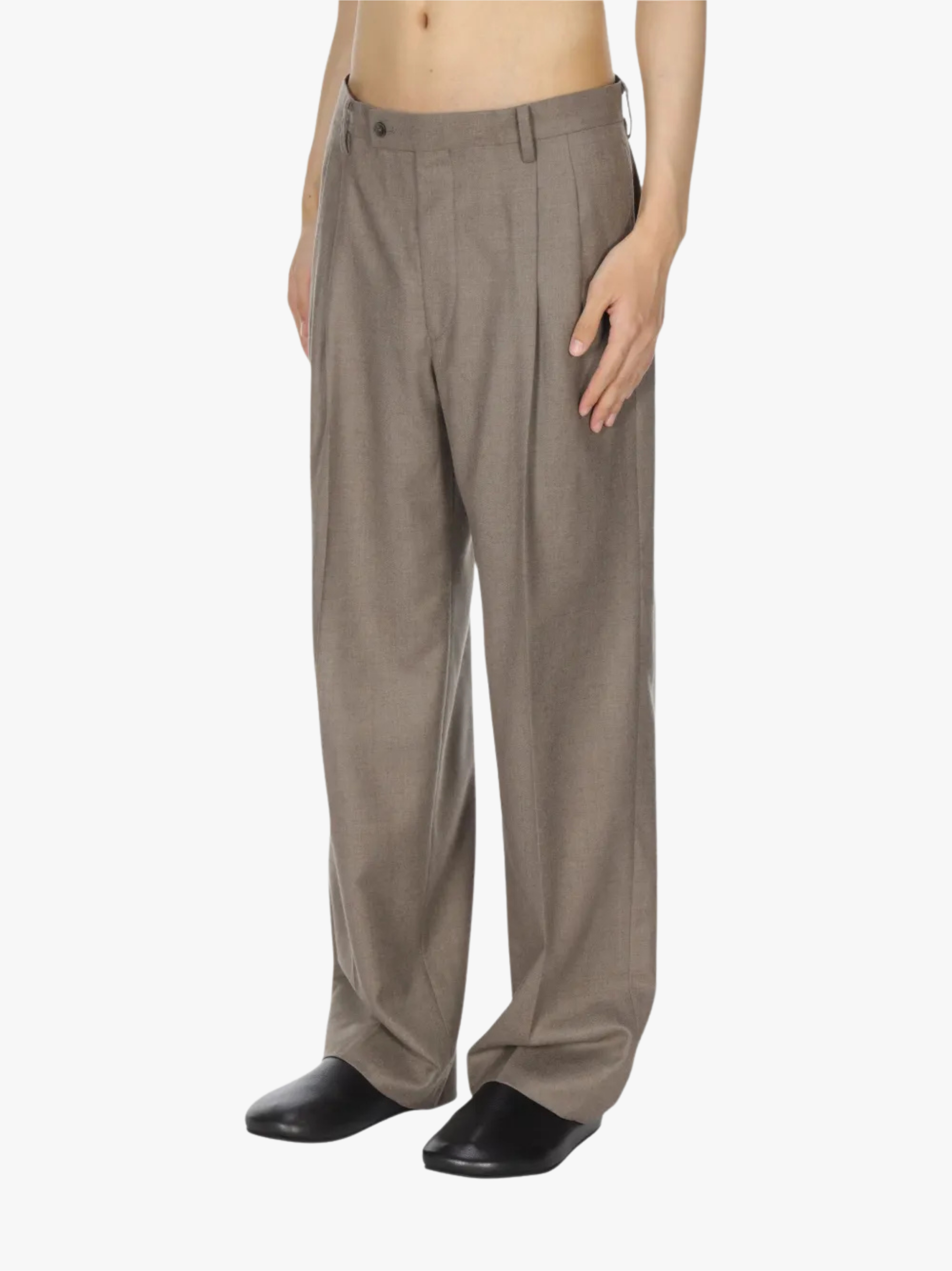 Auralee pants with two pleats brown men