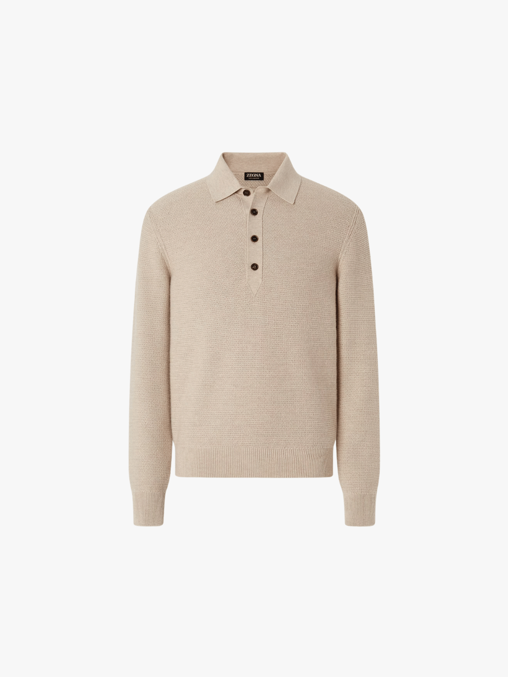 Zegna Poloshirt aus Oasi Cashmere in meliertem Cremewei√ü Herren