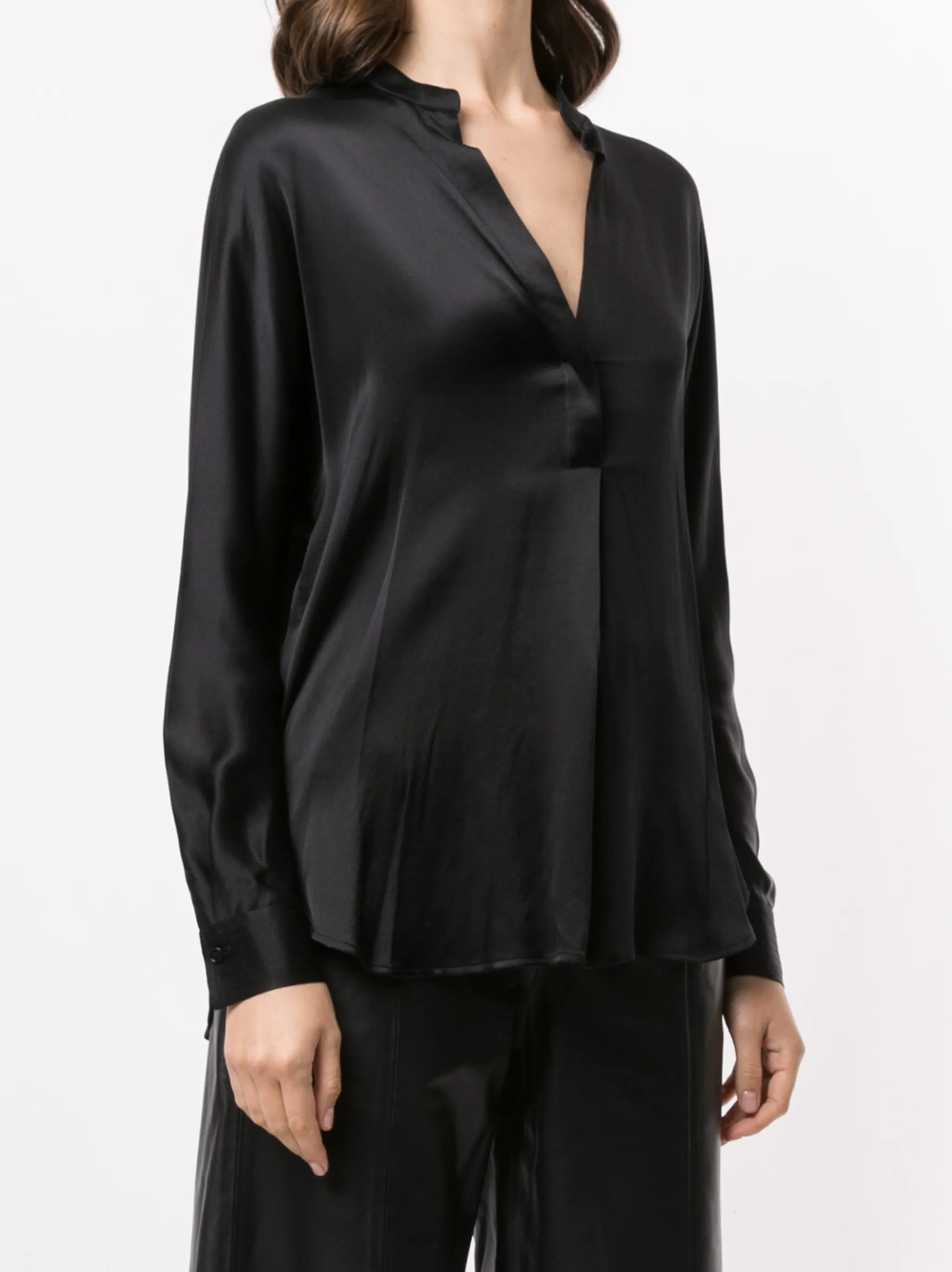 Vince silk blouse with V-neck black women