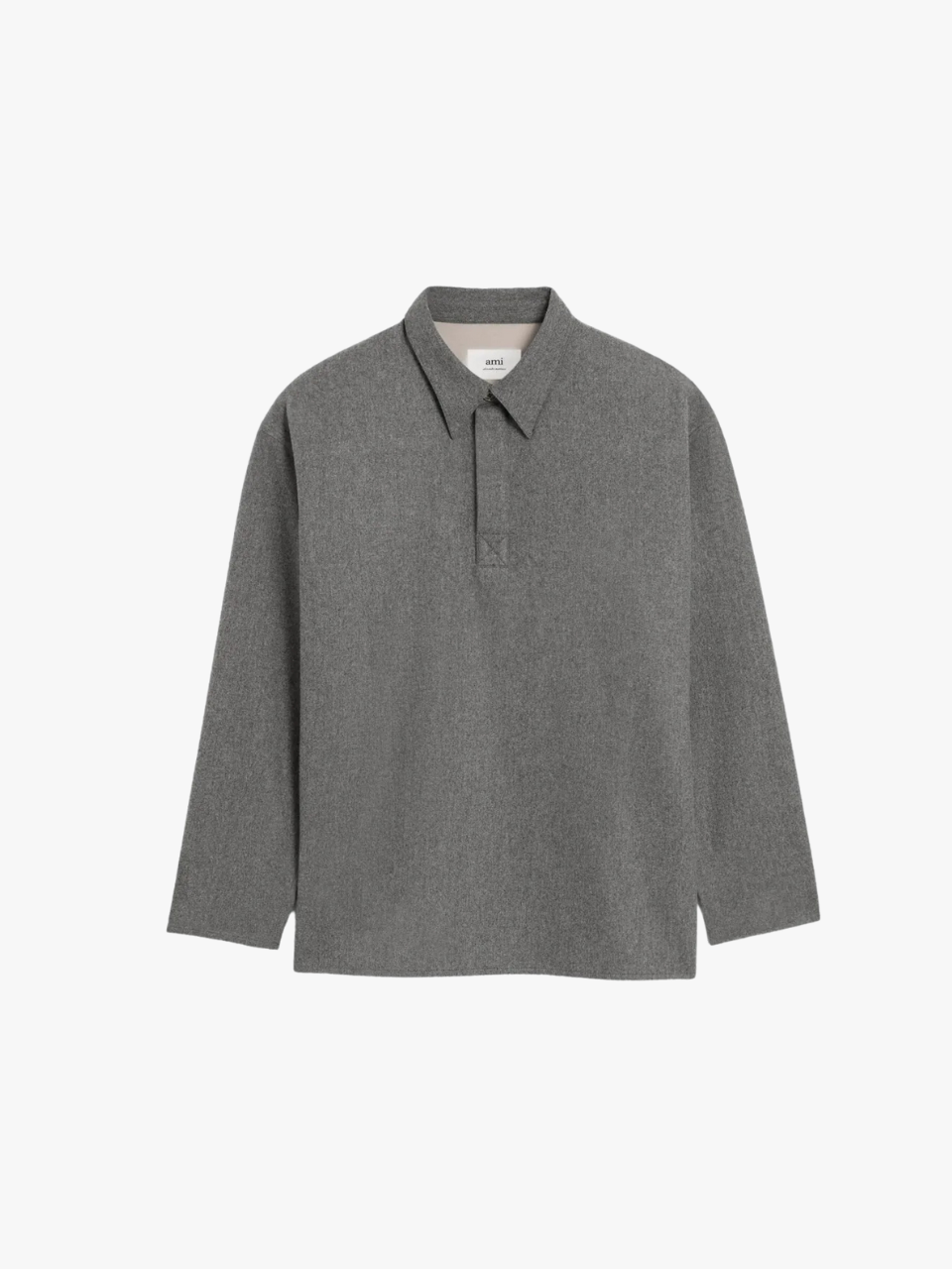 Ami Paris Langärmeliges Poloshirt Grau Herren