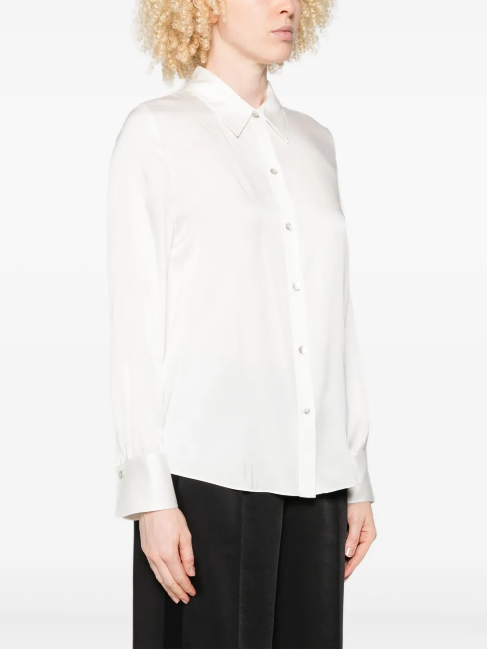 Vince Silk‑Blend Slim Button‑Front Bluse Off‑White Damen