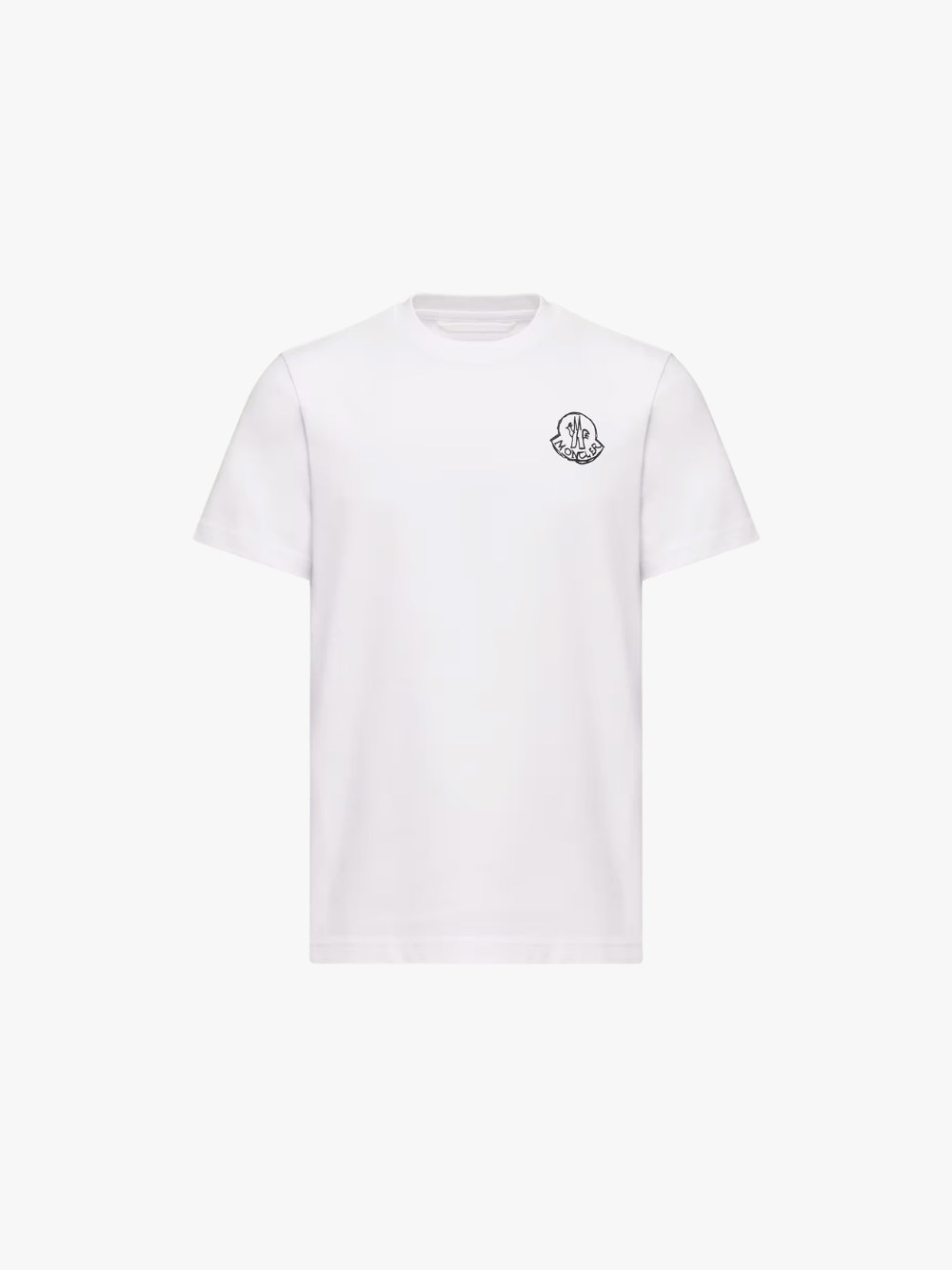 Moncler Baumwoll Jersey T-Shirt mit Logo Patch Weiß Herren