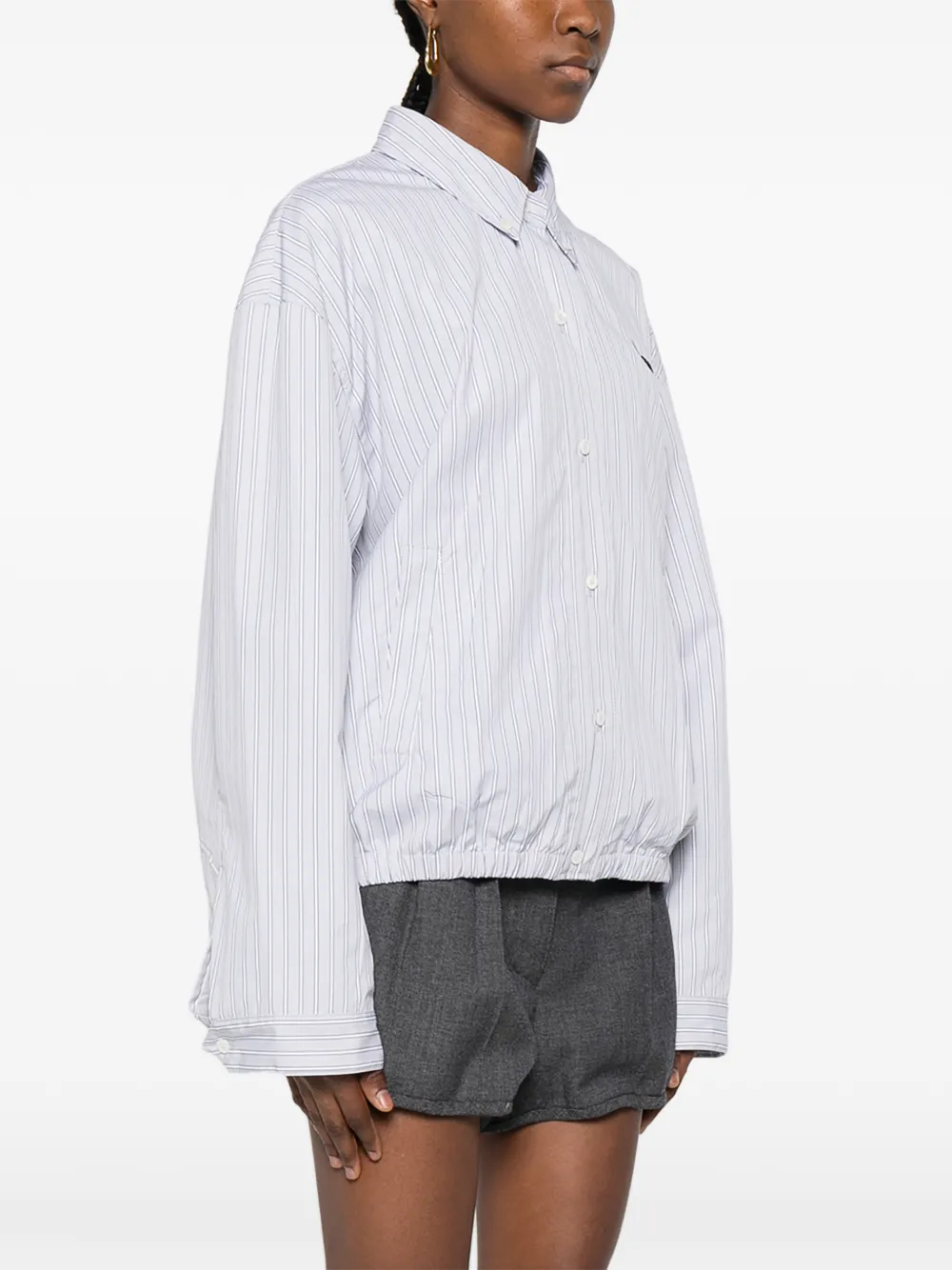 Miu Miu Bomberjacke mit Knöpfen Grau/Weiß Damen