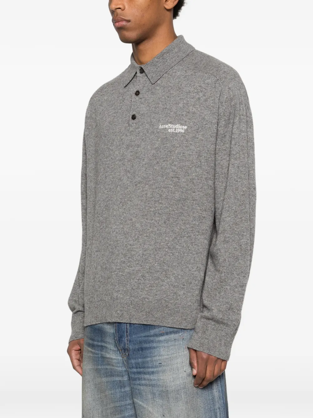 Acne Studios Wool Knit Polo Dark Grey Herren‑Poloshirt