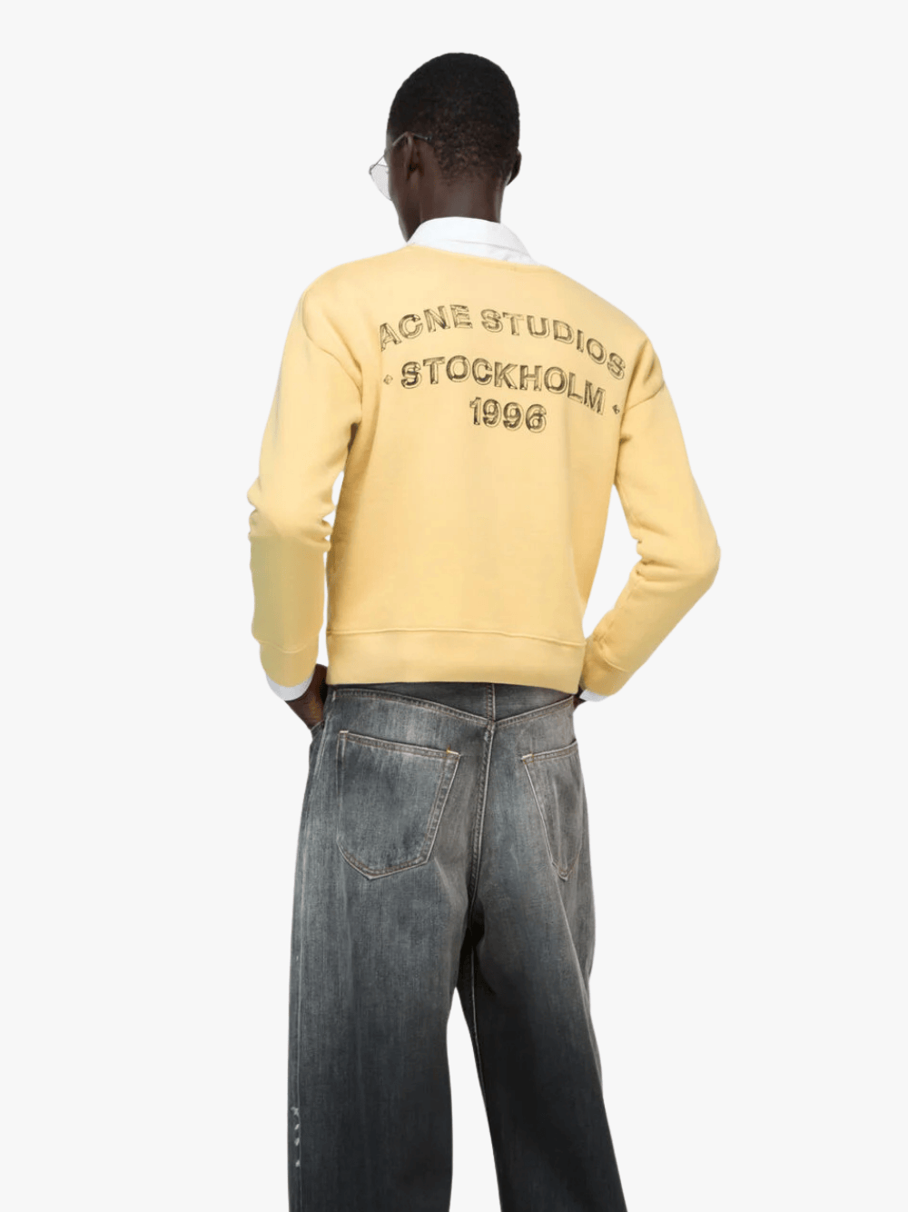 Acne Studios Washed Logo Sweatshirt Light Yellow Herren