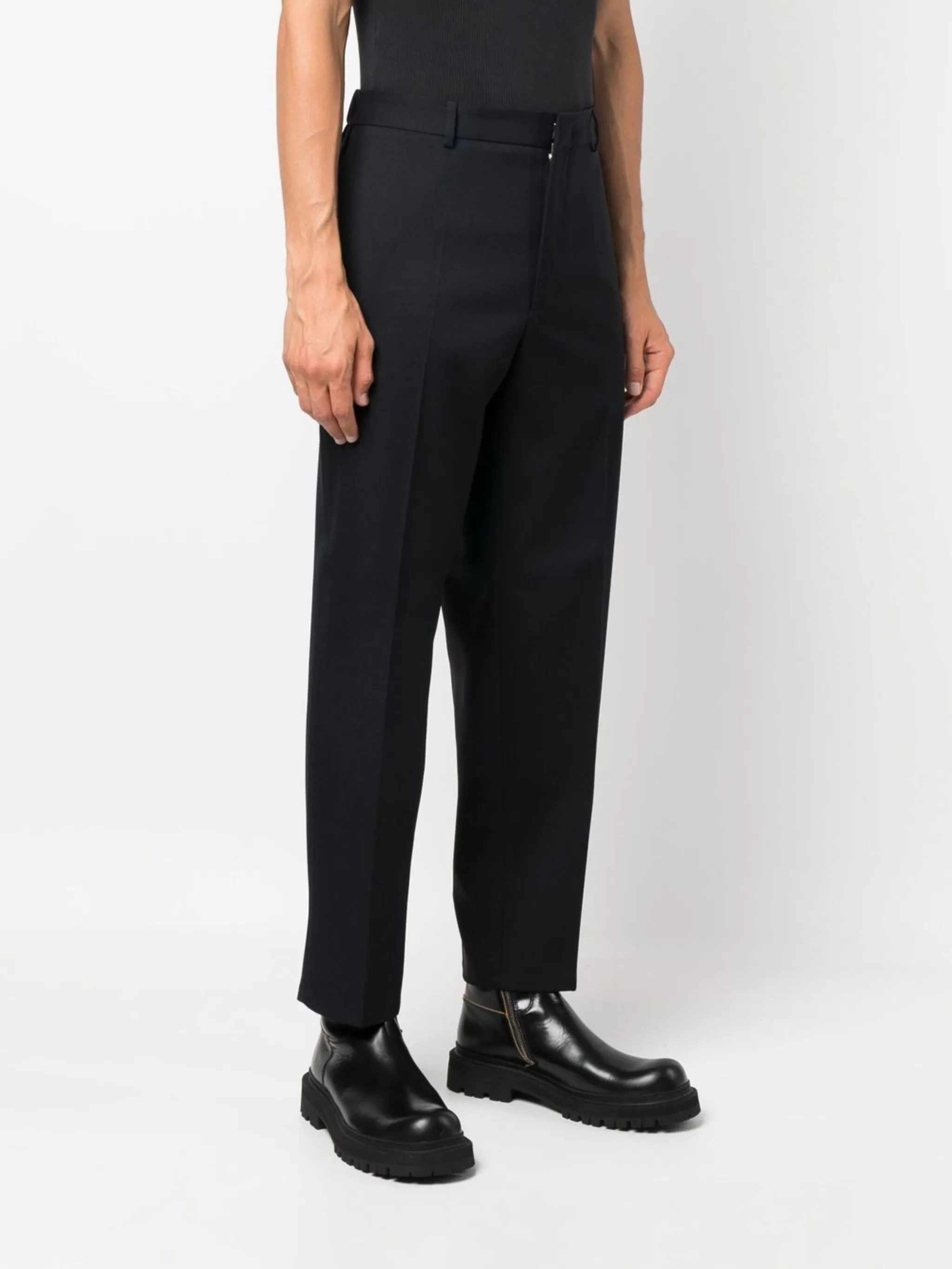 Jil Sander Hose mit schmal zulaufendem Bein aus Woll-Gabardine Schwarz Herren Hose