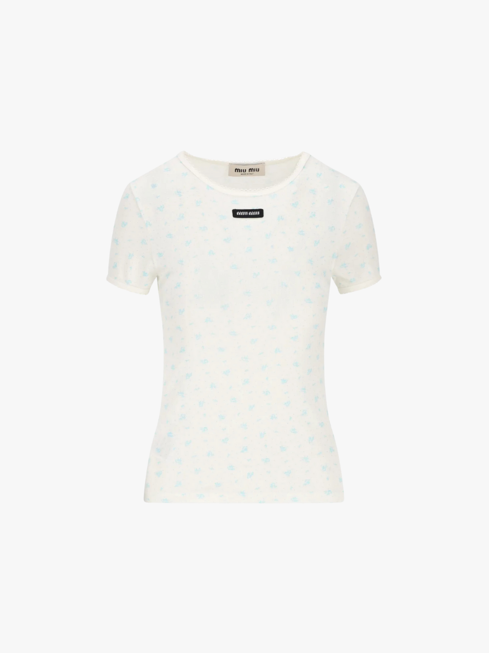 Miu Miu T-Shirt mit Blumen-Print Weiß Damen