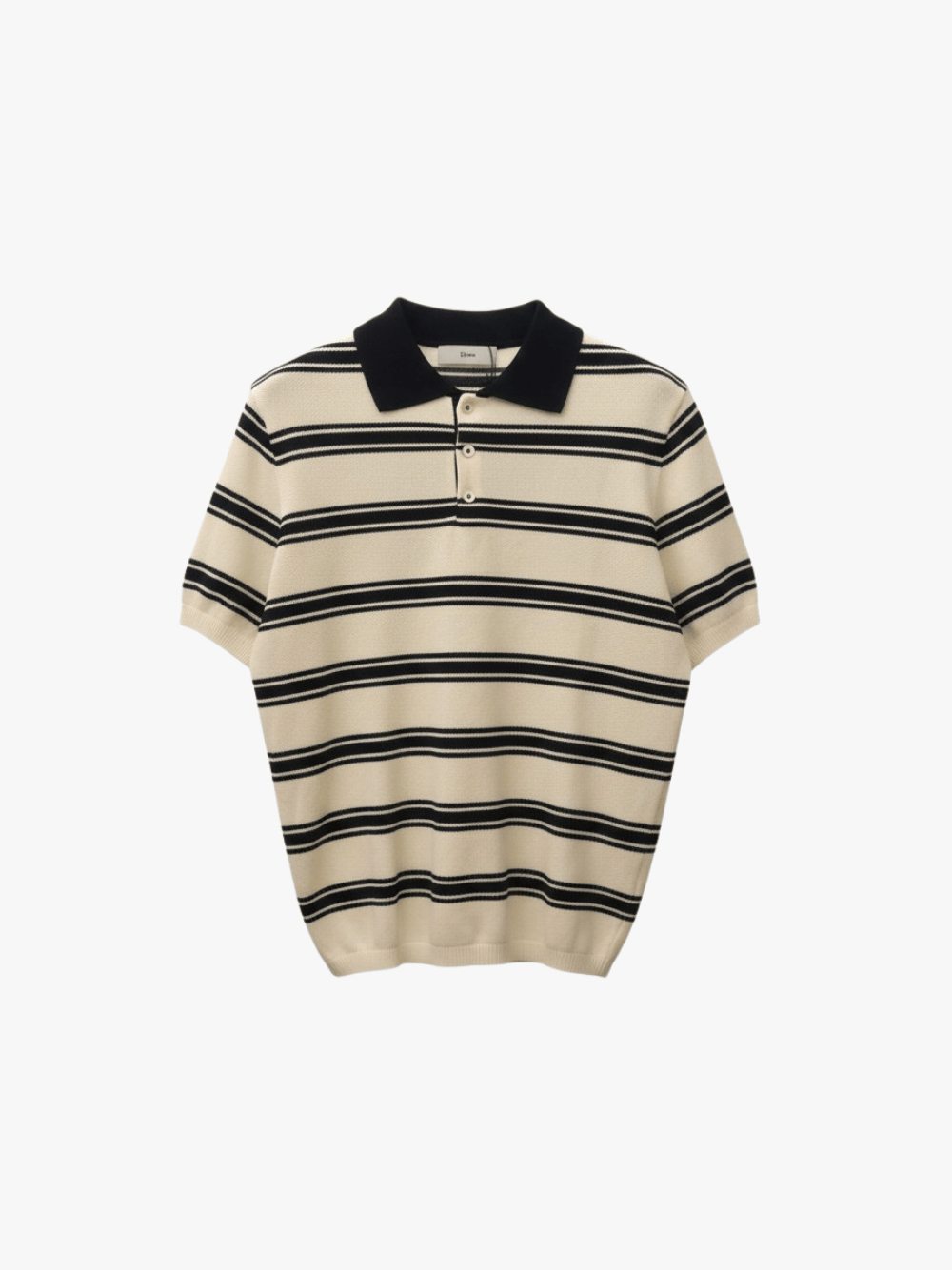 Dunst Striped Knitted Polo Beige/Schwarz Herren