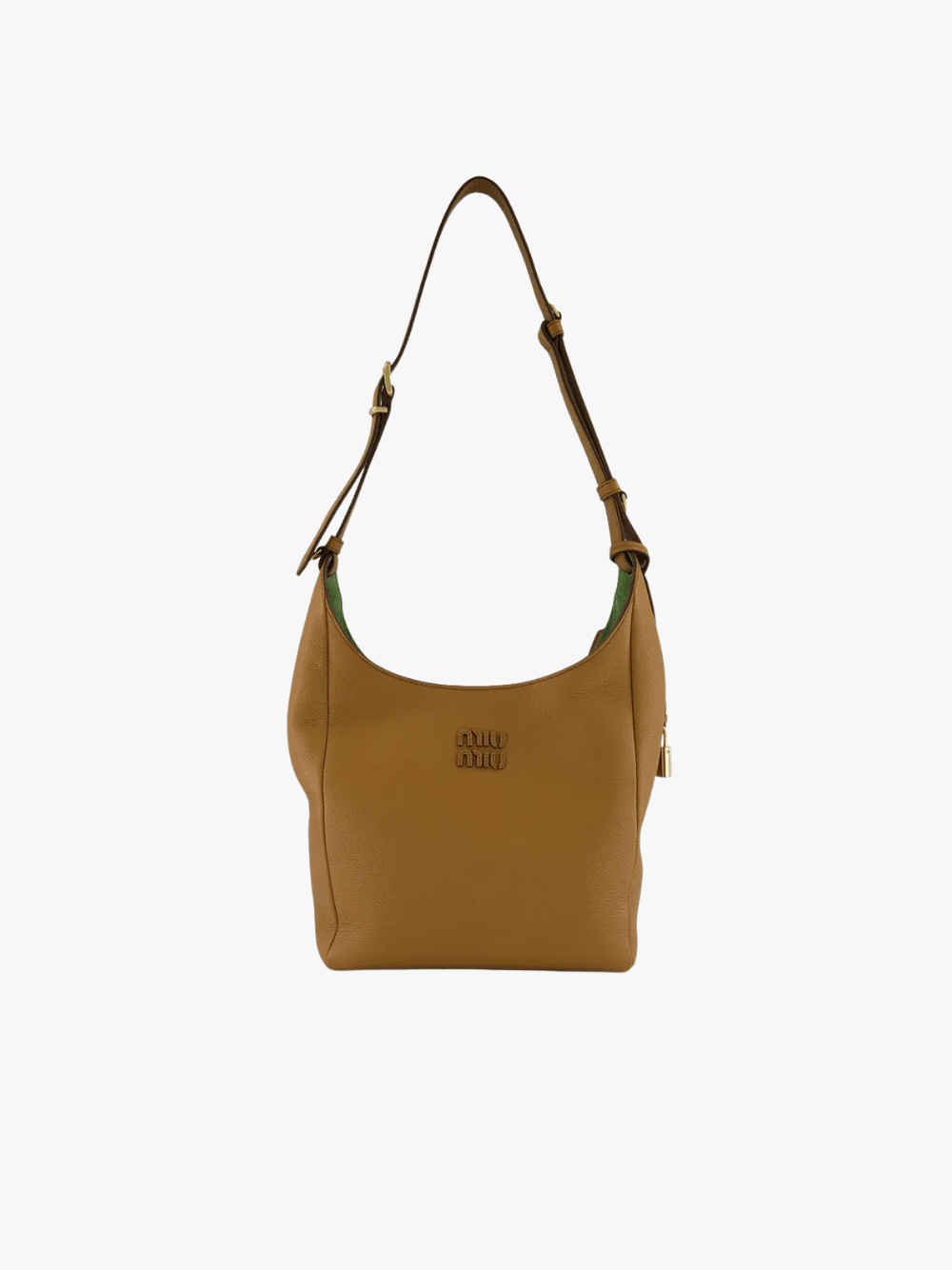 Miu Miu Logo‑Patch Lederschultertasche Braun Damen