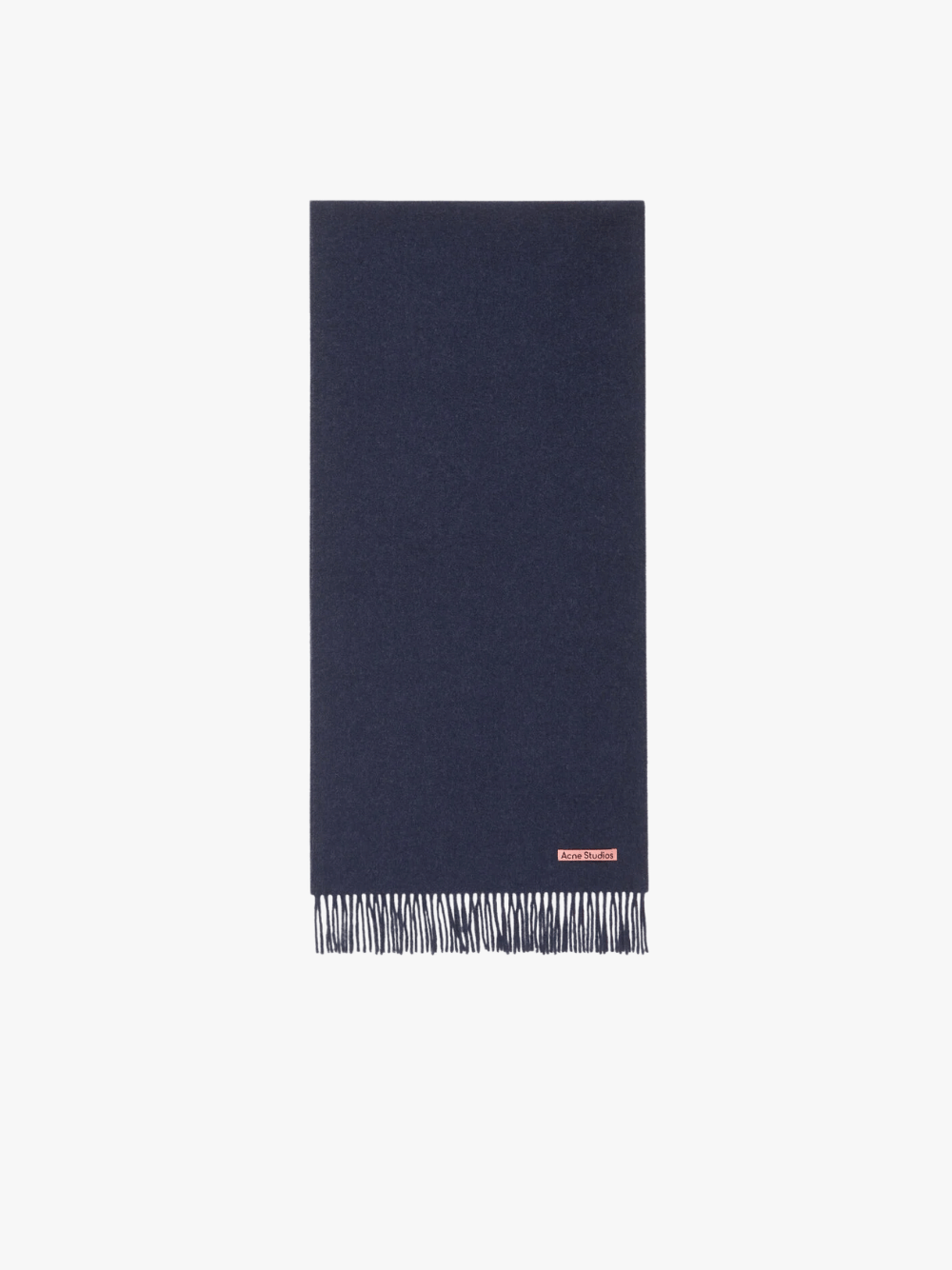 Acne Studios Narrow Fringed Wool Scarf Dark Navy Melange Men