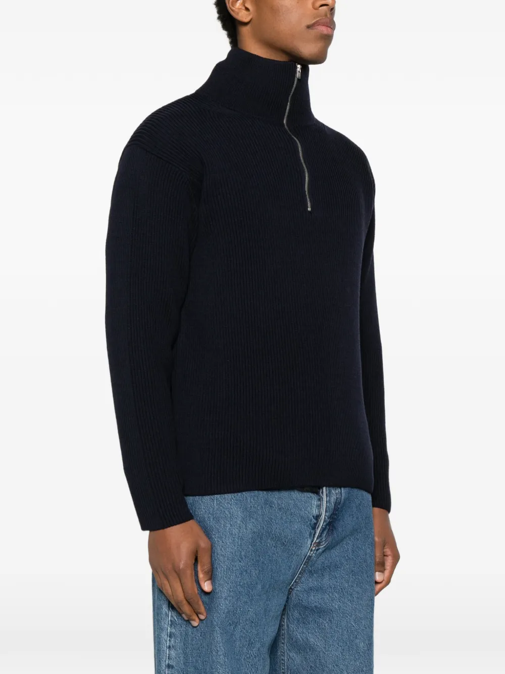 Batoner Rippstrickpullover mit Reißverschluss Navy Herren