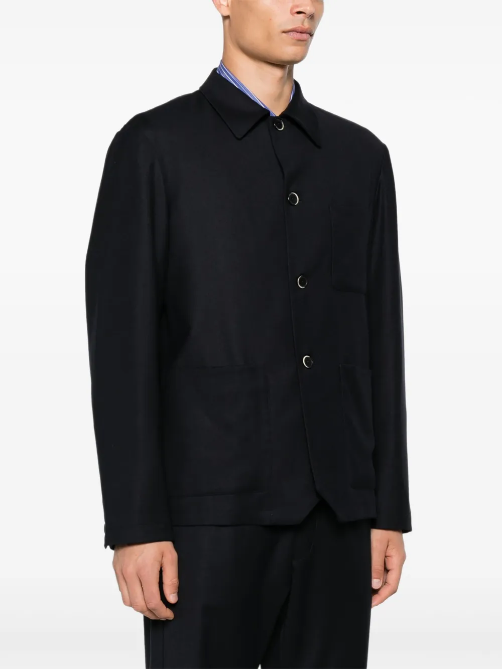 Barena Hemdjacke mit aufgesetzten Taschen Navy Blau Herren