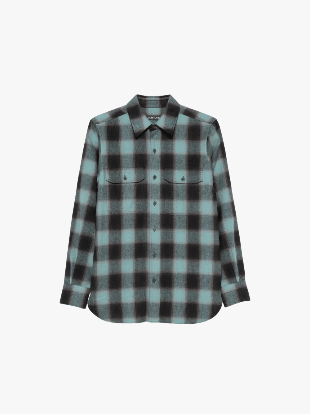 Tom Ford Brushed Check Military Fit Shirt Grau/Blau Herren