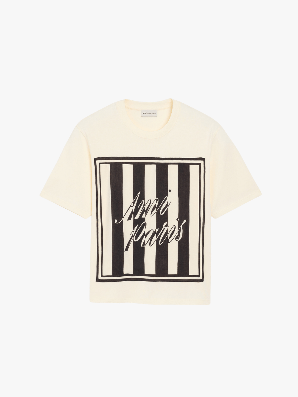 AMI Paris Heritage T‑Shirt mit angenähtem Schal vorne Weiß Herren