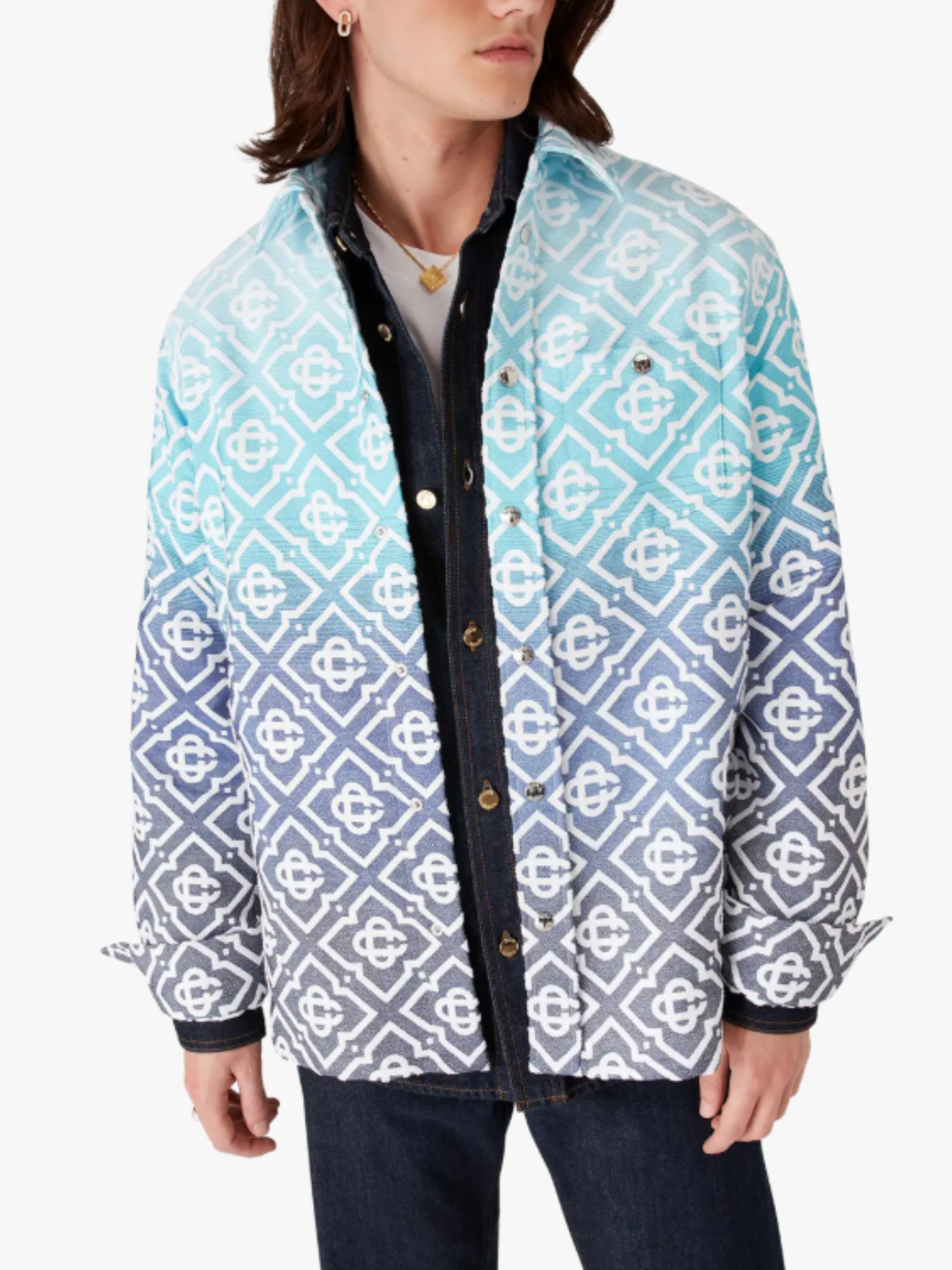 Casablanca Monogram Gradient Jacquard Shacket Blau Herren