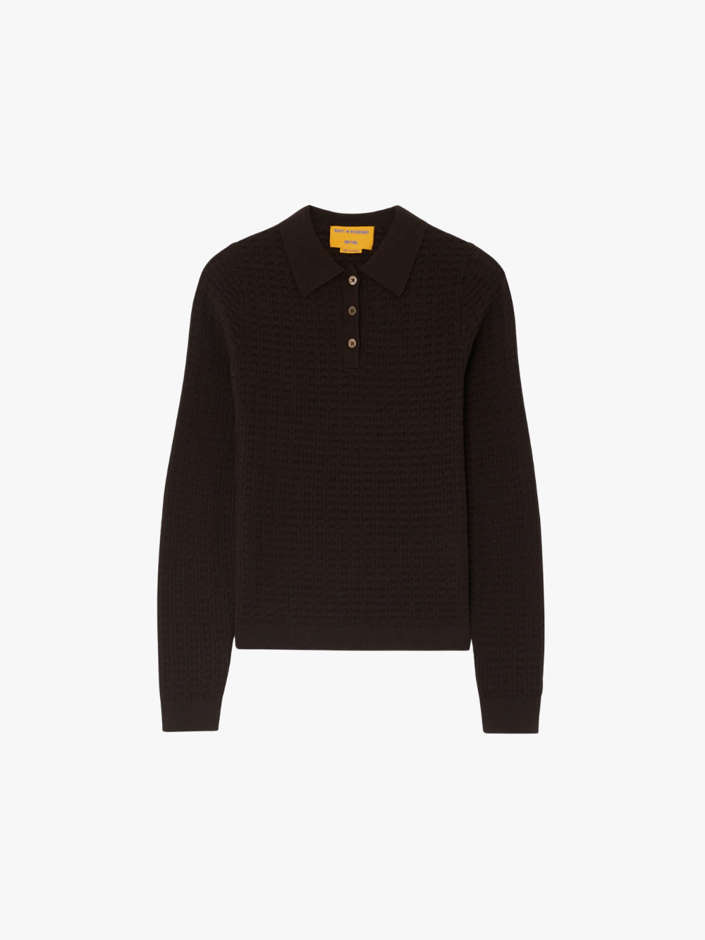 Guest in Residence Shrunken Waffel Polo Burnt Cocoa Dunkelbraun Damen