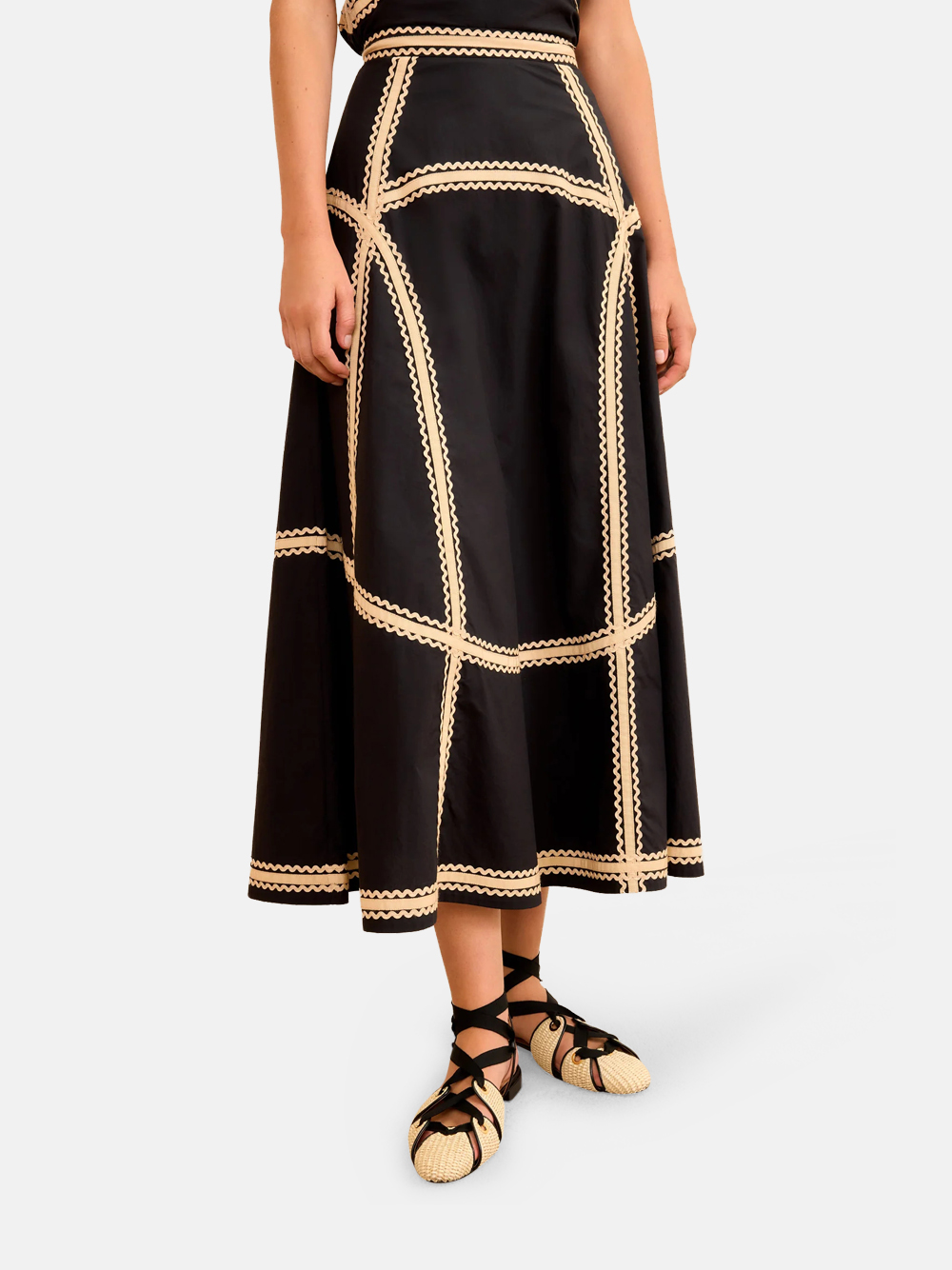 Ulla Johnson Norah A-Line Midi Skirt Noir Women's Skirt