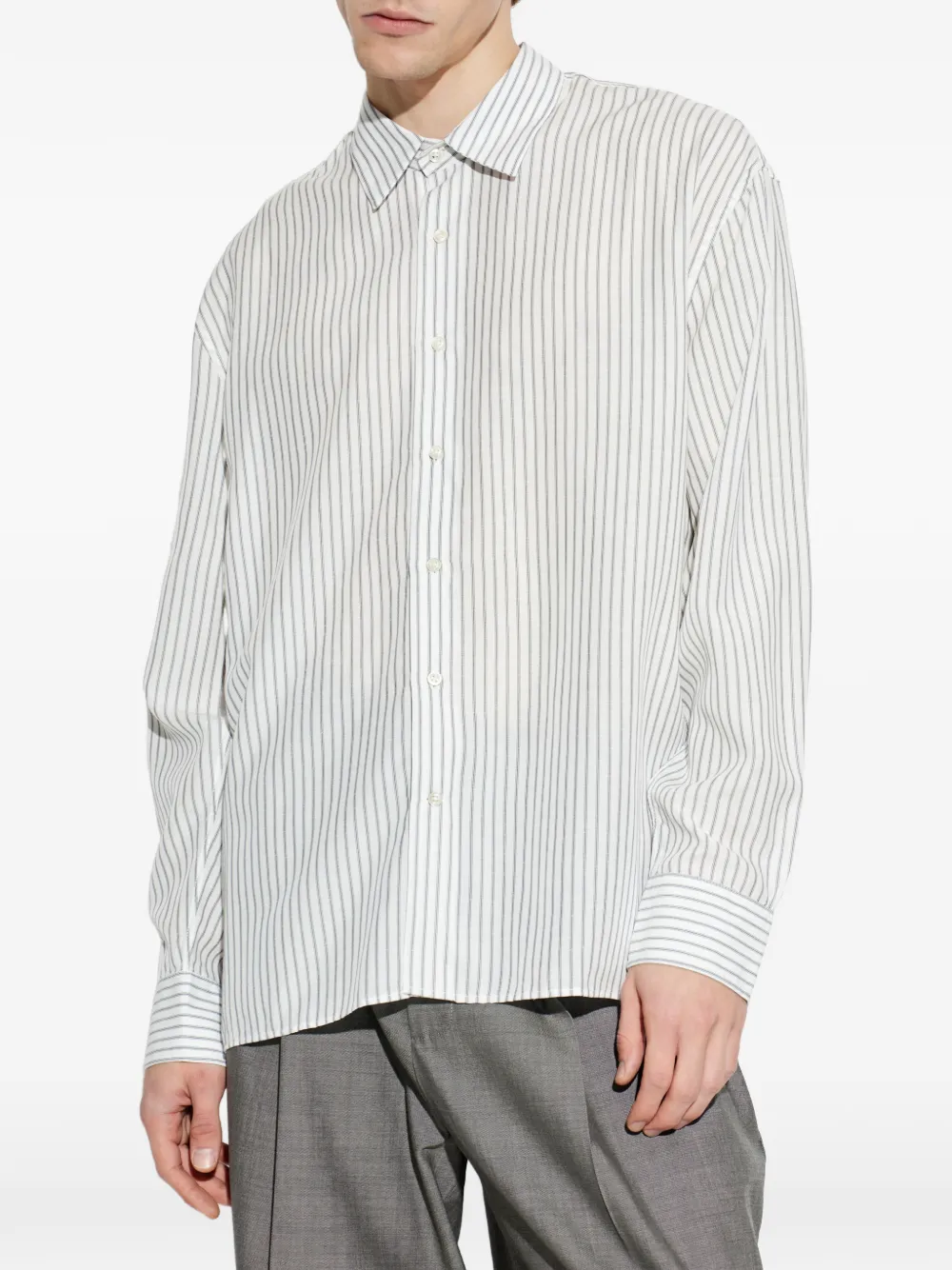 Officine Générale Gad Shirt Slub Lyocell & Nettle White/Black Shirt Men